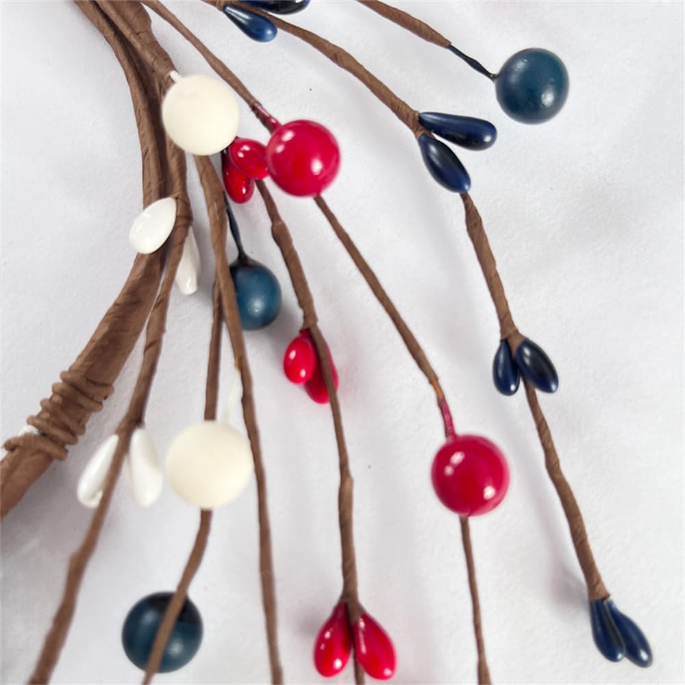 2 Pack Patriotic Candle Rings Wreaths - Red White & Blue Mixed Berries Decor for 4th of July, Summer, Christmas - 9 Inch Artificial Candle Holders for Home, Kitchen, Table Centerpiece Decorations (Blue, 2 Pieces) - Perfect for Independence Day Parties, Thanksgiving, Holiday Tablescapes & Seasonal Home Decor