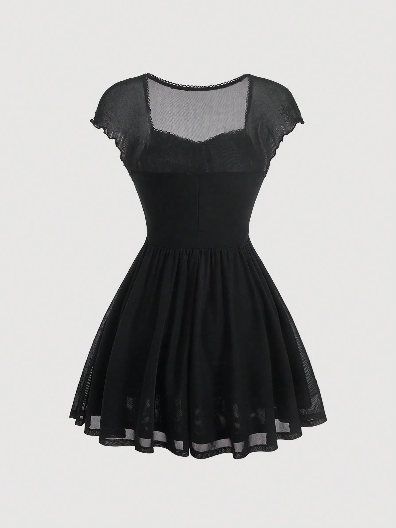 Verdusa Women's Elegant High Waist Mini Dress with Sweetheart Neckline & Front Knot Detail - Mesh Party Dress for Cocktail, Date Night & Summer Outings