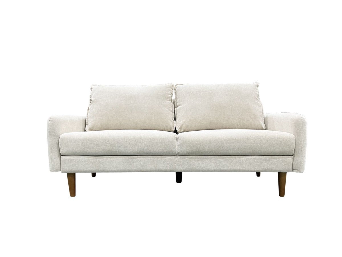 3-Seater Beige Sofa - Modern Comfortable Couch for Living Room, Lounge & Office - Soft Fabric Upholstery with Sturdy Frame