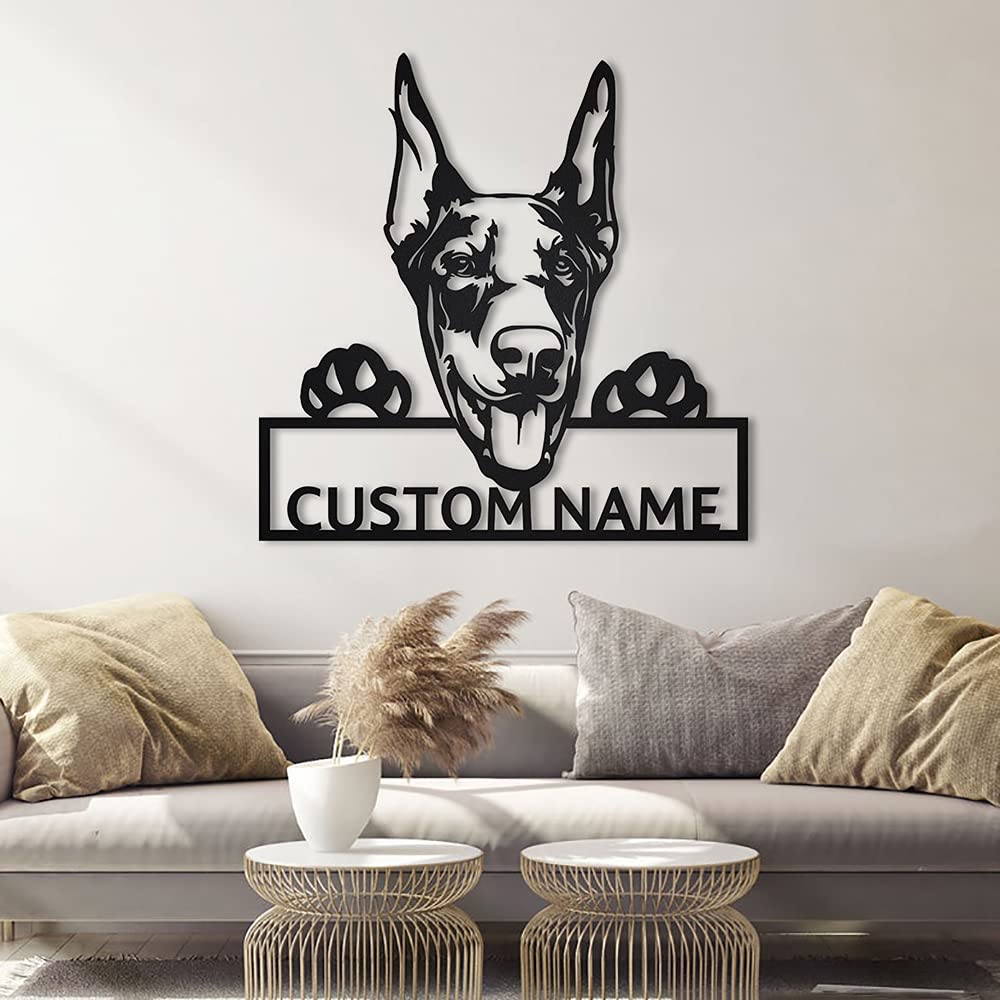 Custom Personalized Doberman Dog Metal Sign Art - Unique Doberman Pet Gift for Dog Lovers - Funny Animal Wall Decor for Home, Office & Kennel