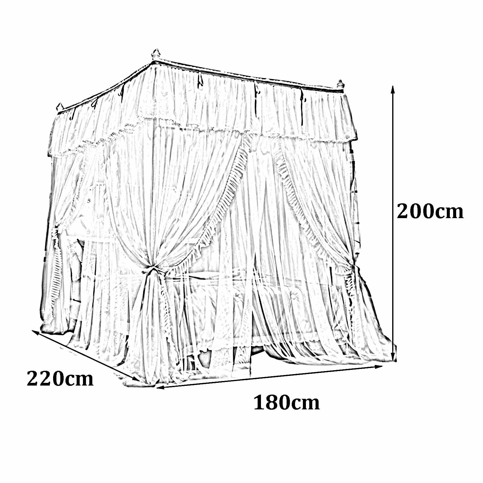 Luxury Floor-to-Ceiling Bed Canopy Mosquito Net for Queen Size Beds (6ft/1.8m) - 4 Corner Support Hanging Bed Curtain - Romantic Bedroom Decor for Wedding, Nursery & Master Bedroom (180x220x200cm, Style 5)