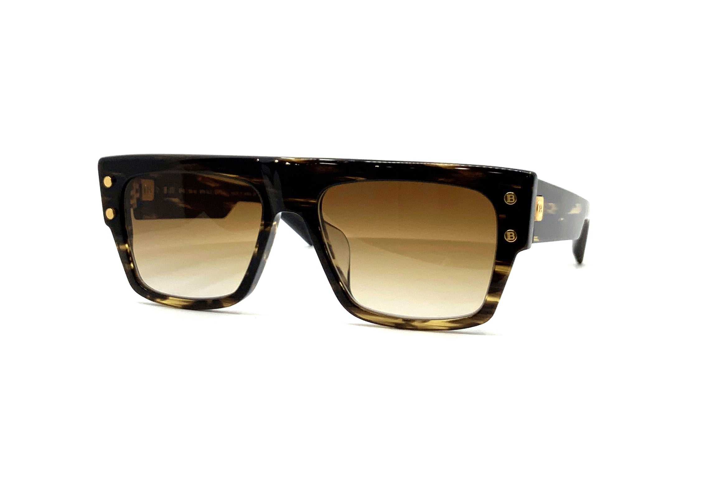 Balmain B III Sunglasses - Brown & Gold Aviator Style for Men & Women | UV Protection, Luxury Fashion Accessory for Outdoor, Driving, and Travel