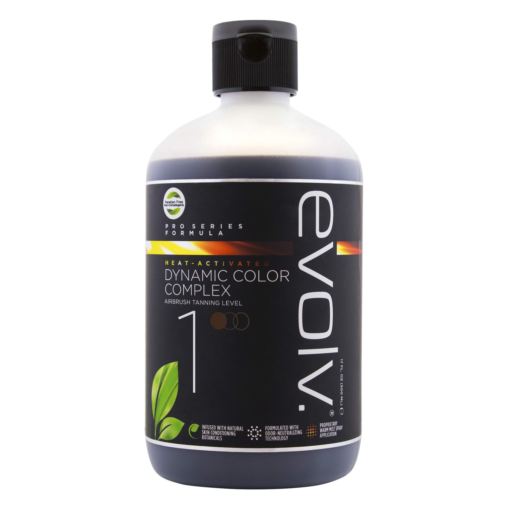 Heat-Activated Dynamic Color Complex Airbrush Tanning Solution - Level 1, 17 Fl Oz - Perfect for Professional Spray Tanning & At-Home Self Tanning Application