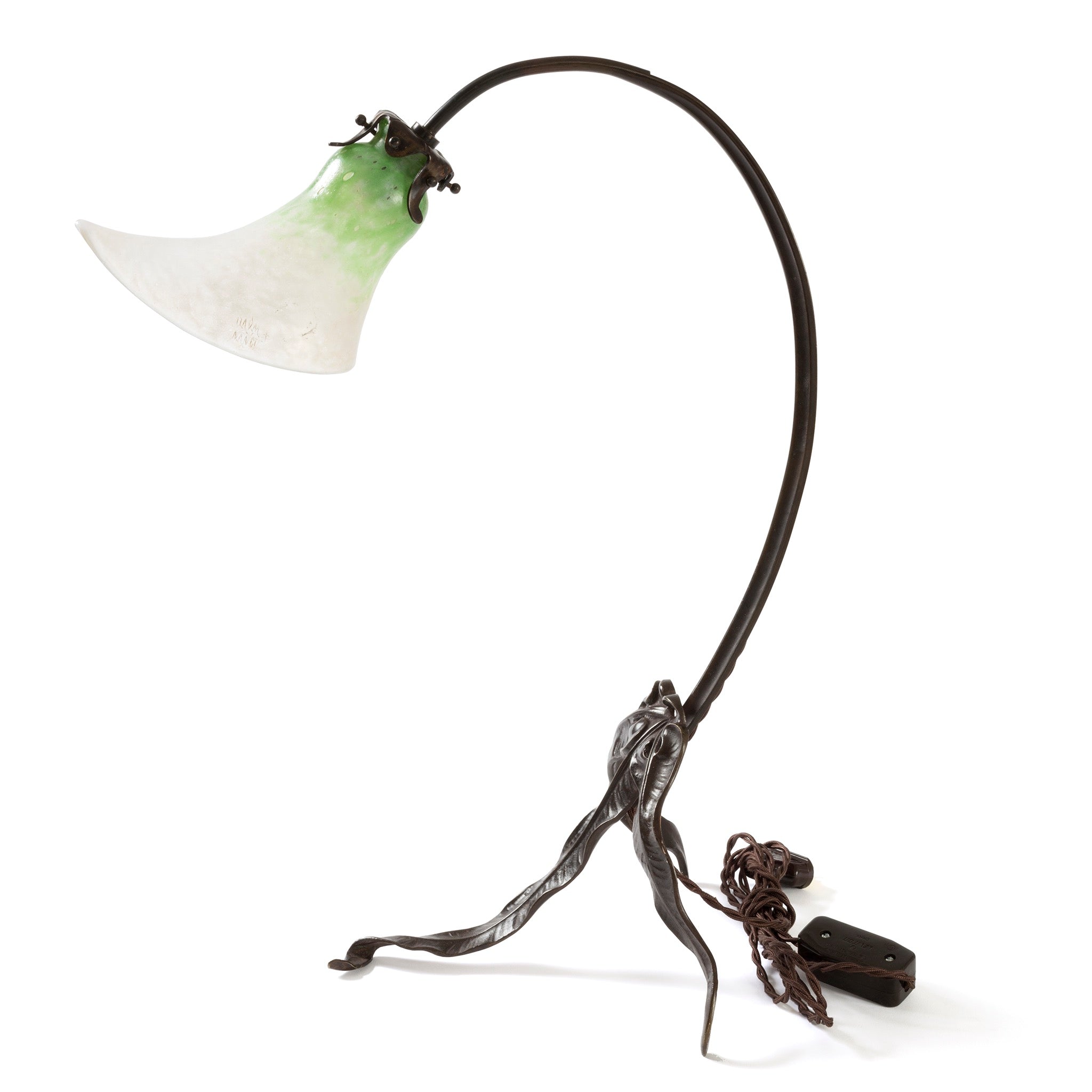Louis Majorelle Daum Nancy Lily Blossom Table Lamp - Antique French Art Nouveau Glass & Bronze Desk Light - Perfect for Living Room, Bedroom, or Office Decor