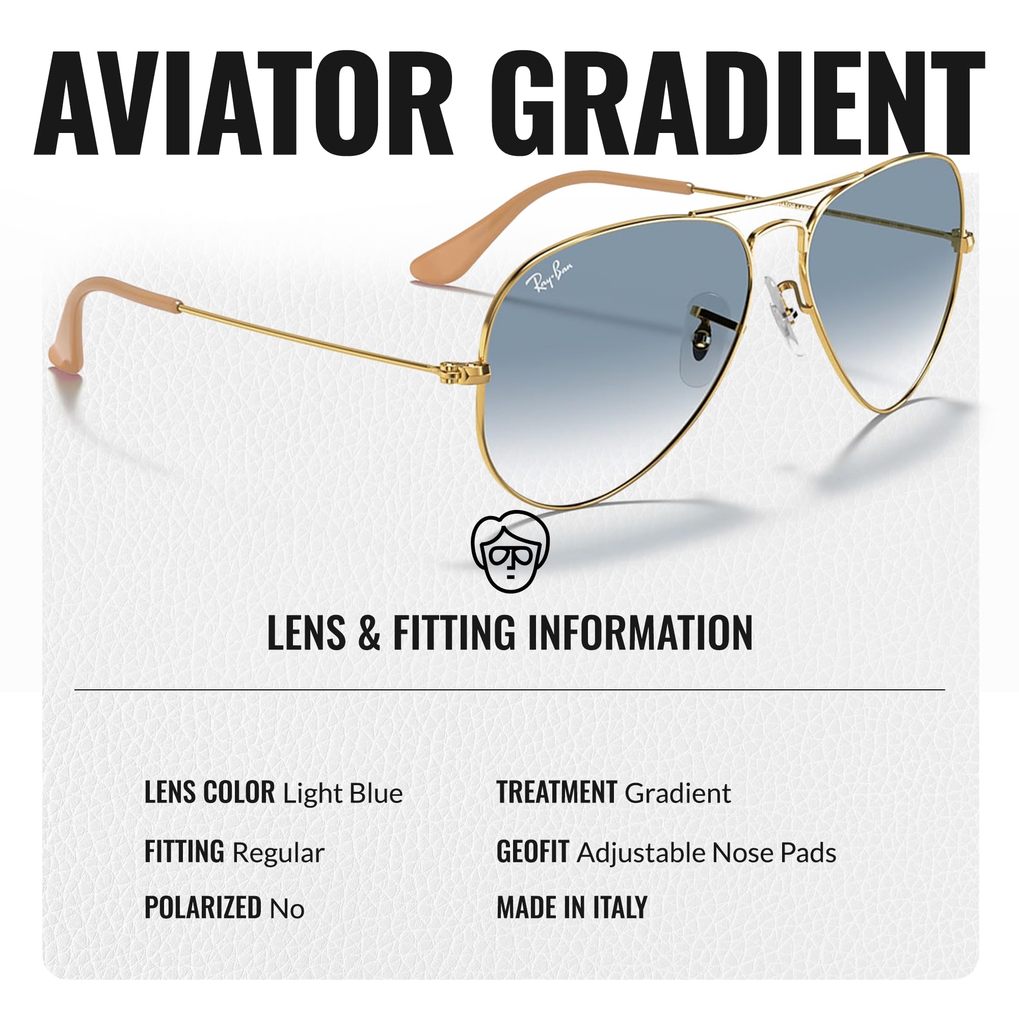Ray-Ban RB3025 Classic Gradient Aviator Sunglasses with Eyewear Kit - Adjustable Nose Pads, UV Protection, Retro Style for Men & Women - Perfect for Driving, Travel, and Outdoor Activities