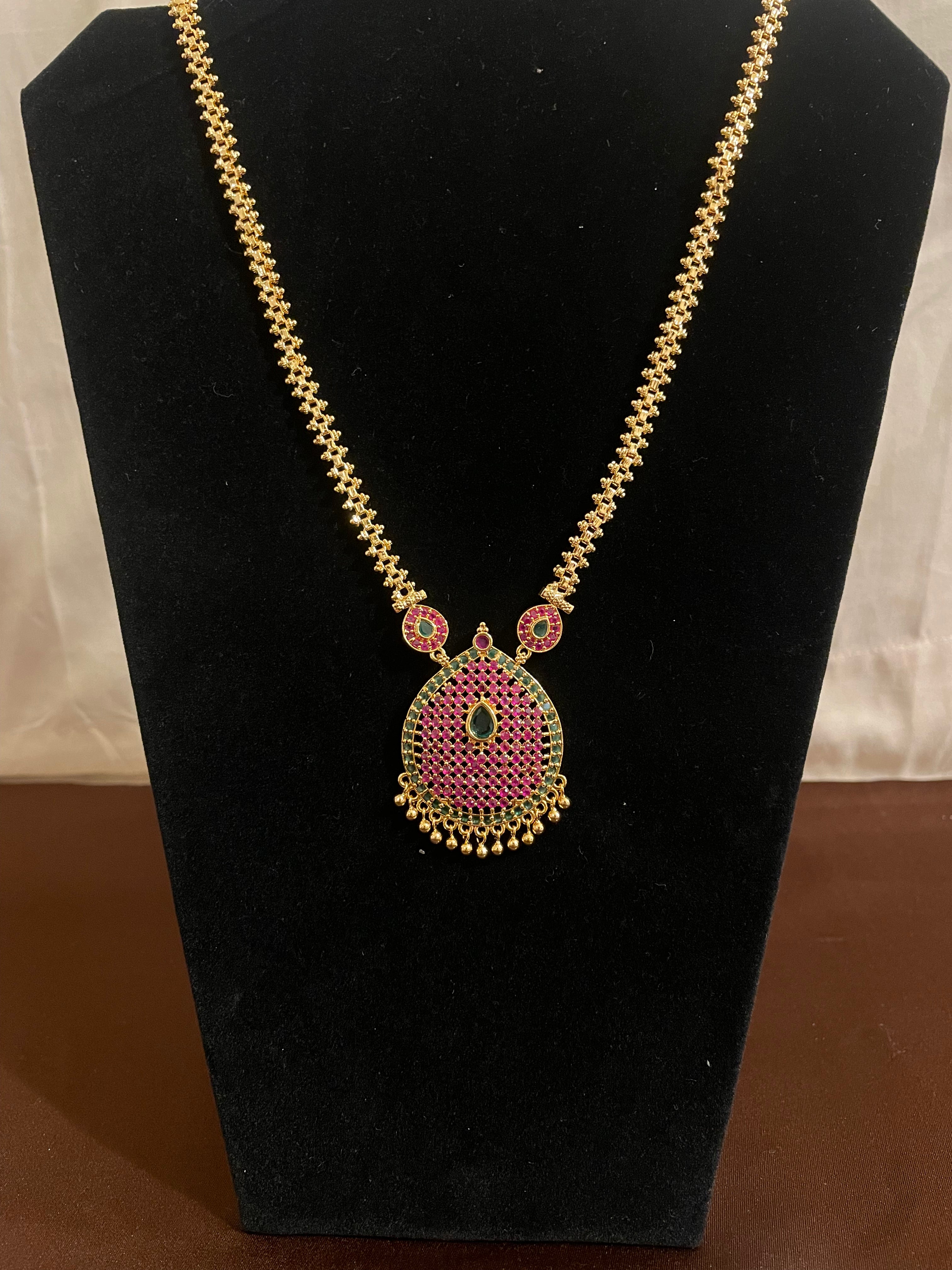 Elegant Gold Plated Pink Stone Necklace for Women - Perfect for Parties, Weddings & Everyday Wear