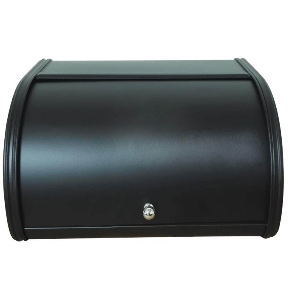 Stainless Steel Bread Box with Roll Top Lid - Airtight Kitchen Storage Container for Bread, Pastries & Baked Goods | Perfect for Countertop Organization & Fresh Food Preservation (Black)