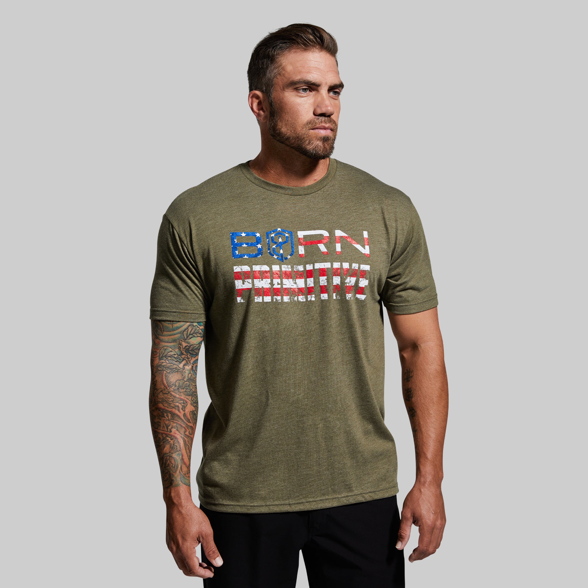 Patriot Brand Premium Cotton T-Shirt for Men - OD Green Military Style Comfort Fit - Ideal for Outdoor Activities, Casual Wear & Everyday Use