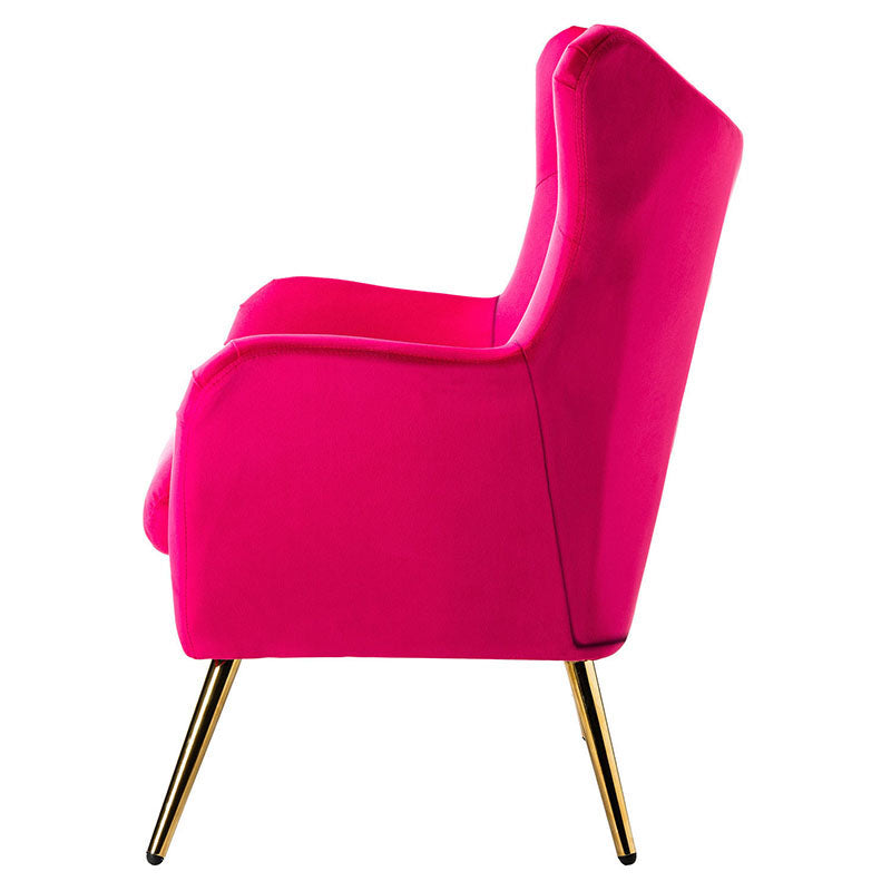 Luxury Isabelle Wingback Velvet Upholstered Armchair - High Back Accent Chair with Sturdy Metal Legs for Living Room, Bedroom & Office Decor
