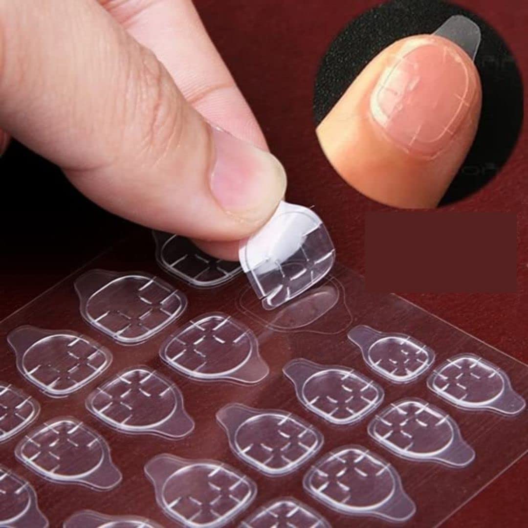 ARRX 5 Sheet (120 Tabs) Double-Sided Nail Adhesive Stickers - Transparent Flexible Fake Nail Glue Tape for Press-On Nails, Acrylic Nails & Nail Extensions - Perfect for Salon, Home Manicure & Nail Art