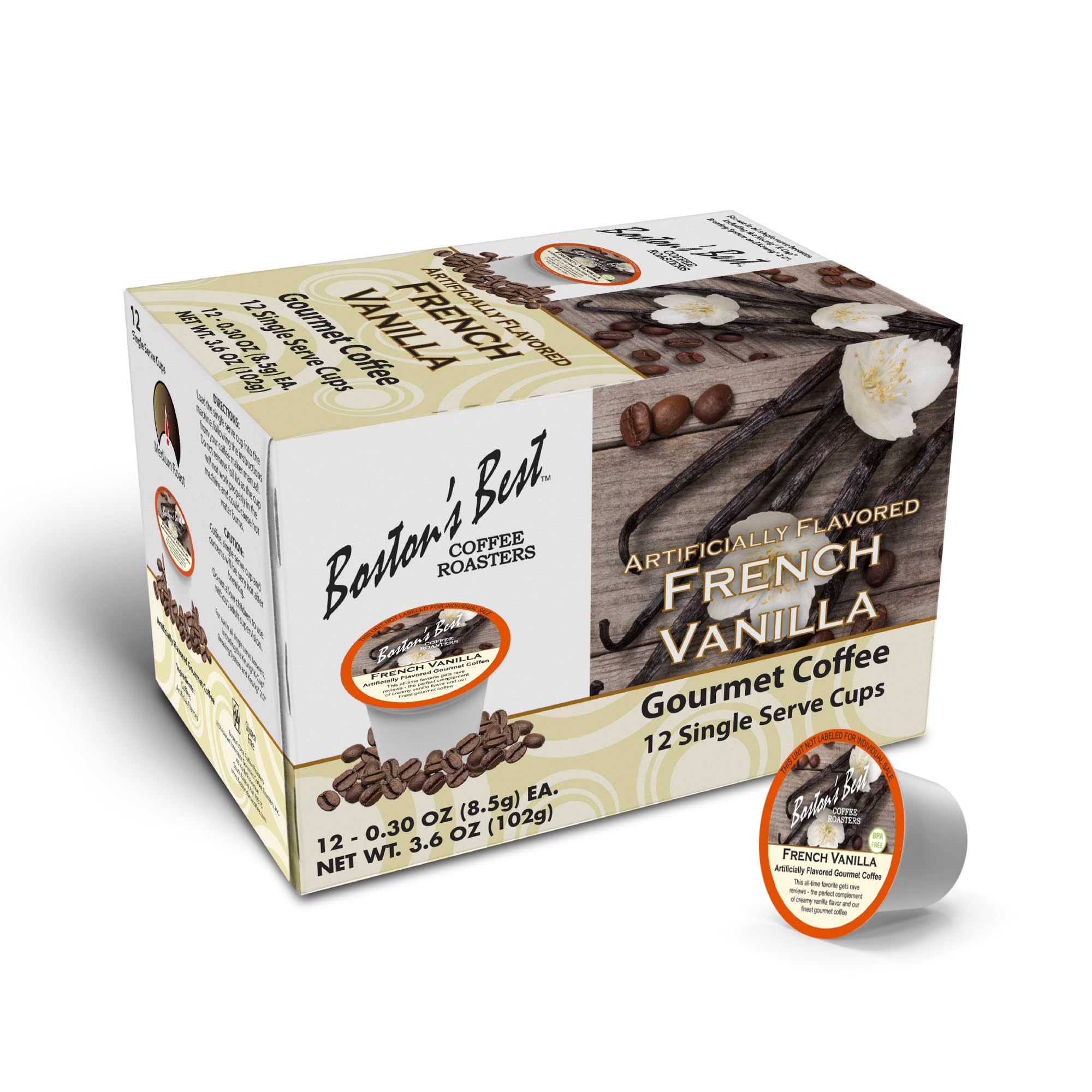 Boston’s Best French Vanilla Coffee - Medium Roast Gourmet K-Cup Pods (12 Count) for Keurig Brewers | Rich & Smooth Flavor | Perfect for Office, Home & Morning Coffee Break