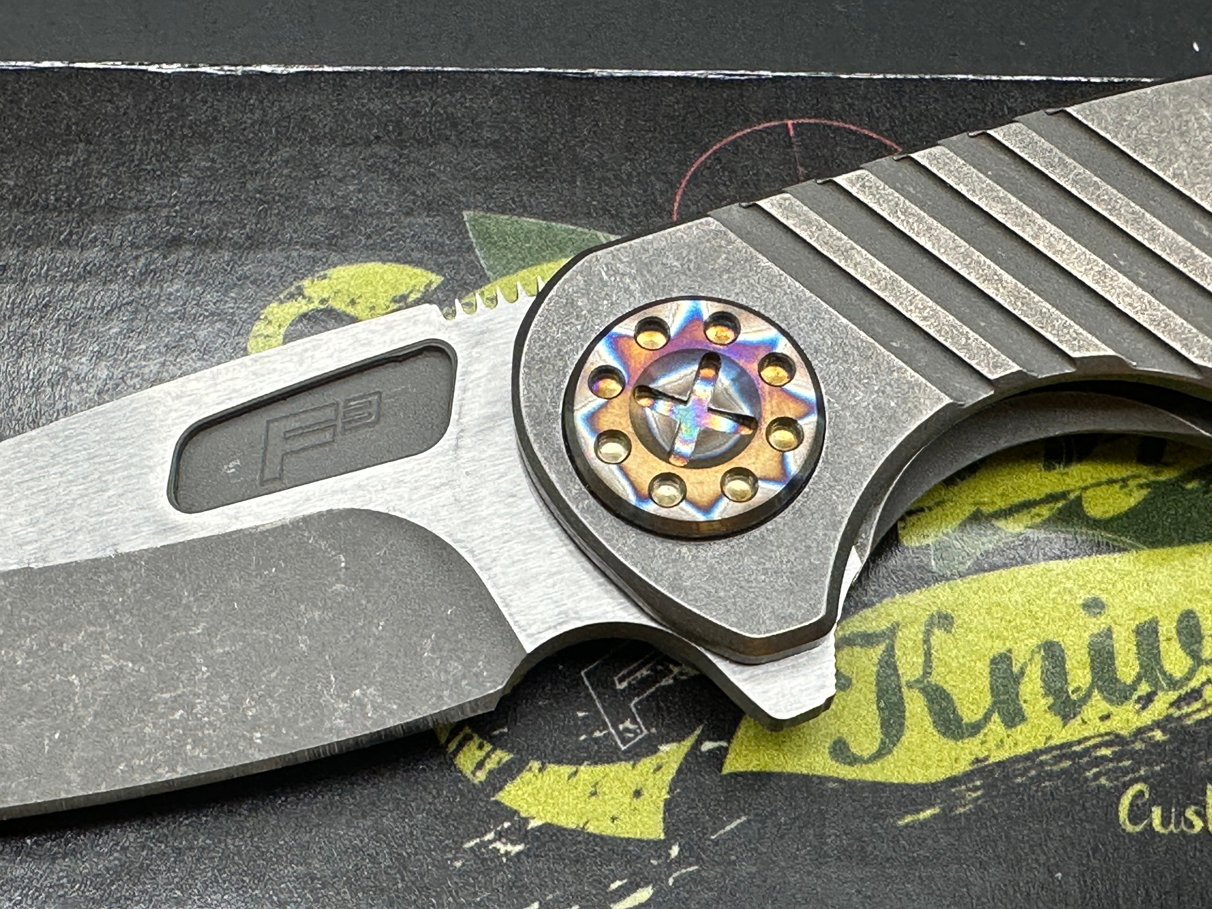 Curtiss F3 Medium Wharny Flipper Knife - MagnaCut Blade, Titanium Handle with Polished Bronzed Hardware - Perfect for EDC, Outdoor Adventures & Tactical Use