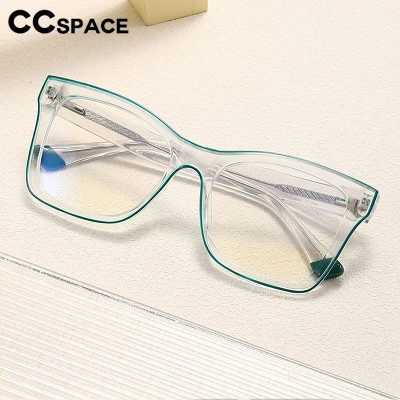 CCspace Women's Full Rim Square Cat Eye Polycarbonate Eyeglasses Frame - Lightweight & Durable for Work, Reading & Fashion (Style 301337)
