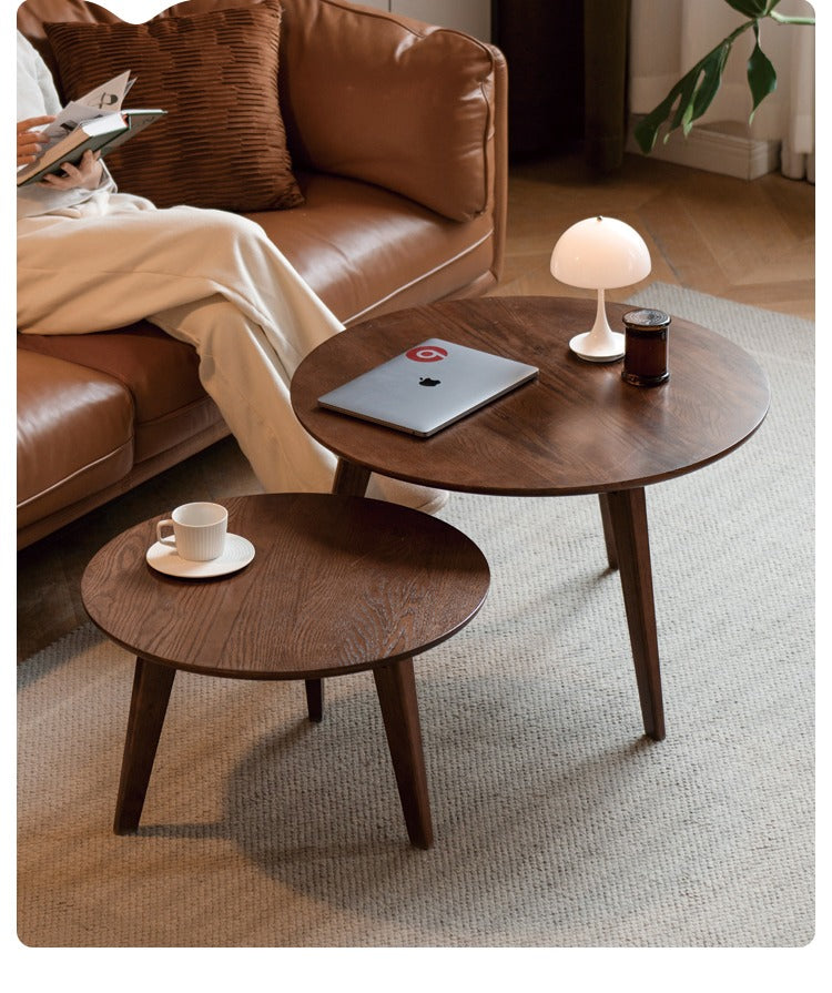 Solid Walnut Round Coffee Table - Natural Wood Dining Table for Living Room, Office, or Lounge - Stylish and Durable Home Decor