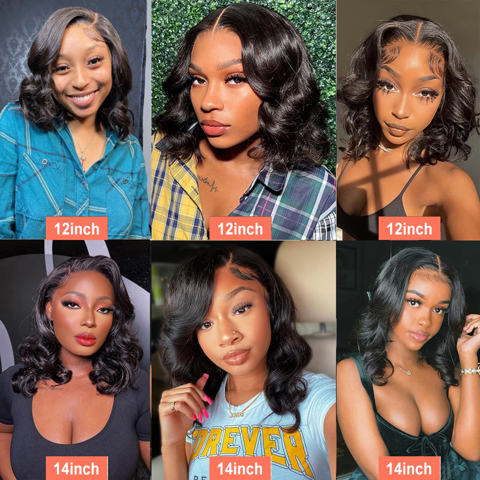 13x6 Body Wave Short Bob Wig - 150% Density Glueless Lace Front Human Hair Wig | Pre-Plucked Bleached Knots, Remy Brazilian Hair for Black Women | Perfect for Daily Wear, Parties & Special Events