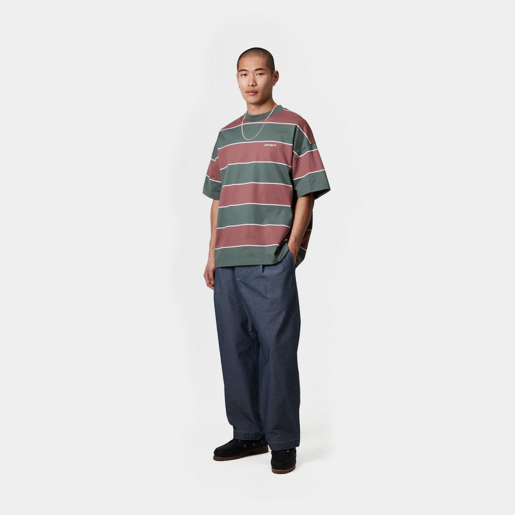 Quinby Striped T-Shirt for Men | Silver Pine Green Casual Tee - Perfect for Everyday Wear, Outings & Relaxation