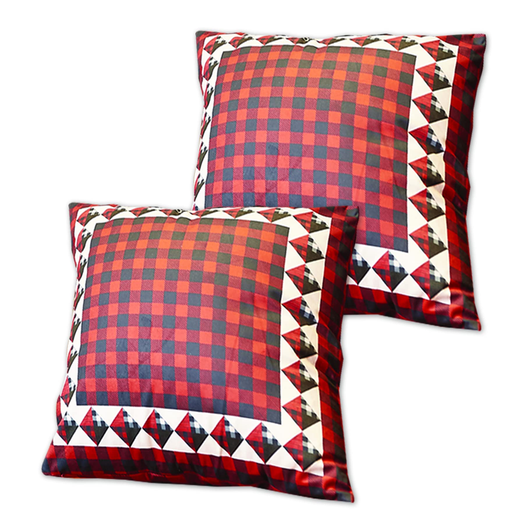 Virah Bella Buffalo Check Throw Pillows - Set of 2 (18x18 Inches) - Farmhouse & Cabin Decor for Sofa, Couch, Bed - Soft Decorative Accent Pillows for Living Room, Bedroom, Porch