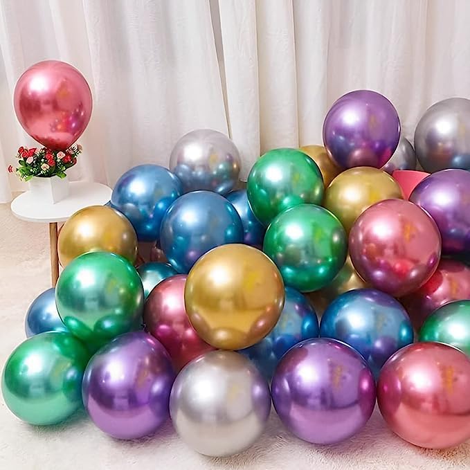 XEANCO 50 Pcs 10 Inch Metallic Latex Balloons for Party Decorations - Wedding, Birthday, Baby Shower & Anniversary Celebrations - Premium Quality Decorative Balloons for Indoor & Outdoor Events