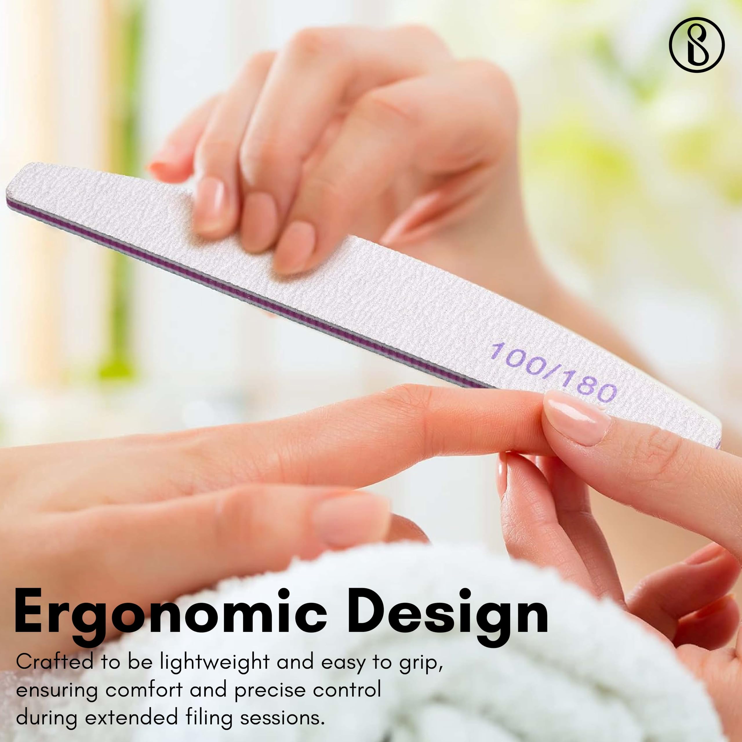 10PCS Professional Nail File Set - 100/180 Grit Double-Sided Emery Boards, Curved Fingernail Files for Home & Salon Manicure | Korean Sandpaper Nail Tools for Perfect Nail Shaping & Smoothing | Ideal for DIY Nail Care, Spa Treatments & Professional Salons
