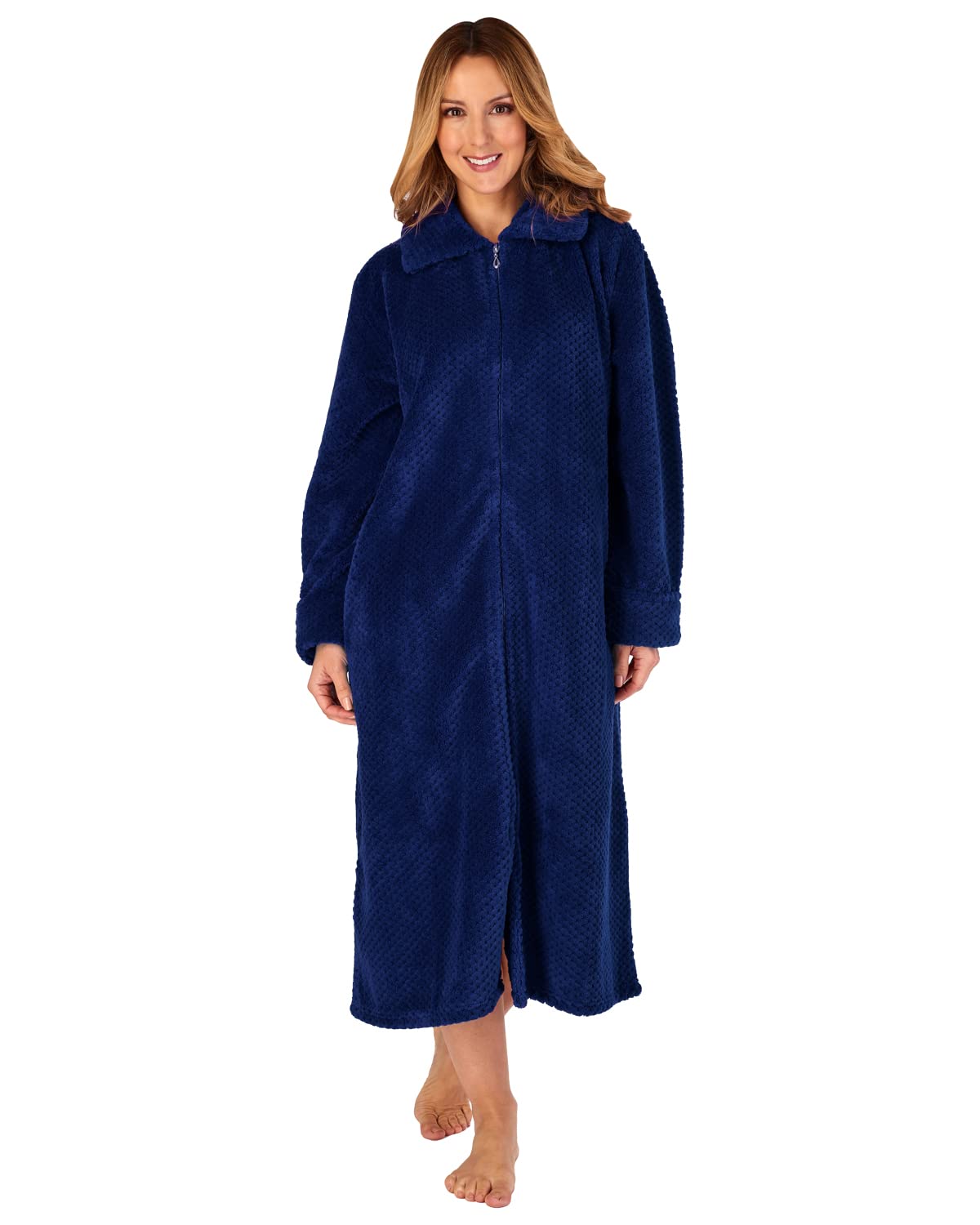 Slenderella Women's Soft Waffle Fleece Zip-Up Bathrobe - Cozy Long Sleeve Dressing Gown with Pockets (5 Colors) - Perfect for Spa, Lounging & Post-Shower Comfort