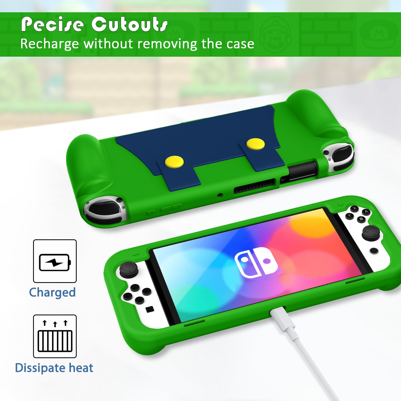 Premium KENOBEE Silicone Case for Nintendo Switch OLED Model 2021 - Soft Ergonomic Grip Protective Cover with Shock Absorption & Anti-Scratch Design - Compatible with 7.0