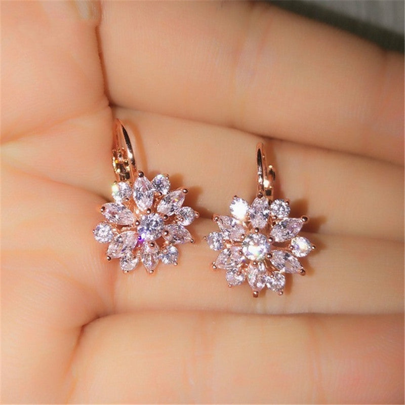 Stylish Rhinestone Sunflower Earrings for Women - Trendy Dangle Drop Ear Jewelry - Perfect for Parties, Weddings & Everyday Wear