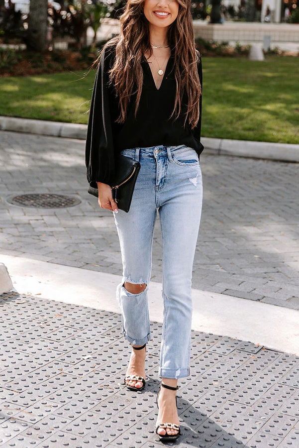 Elegant Work Life Balance V Neck Blouse for Women - Professional Office Wear & Casual Outfit