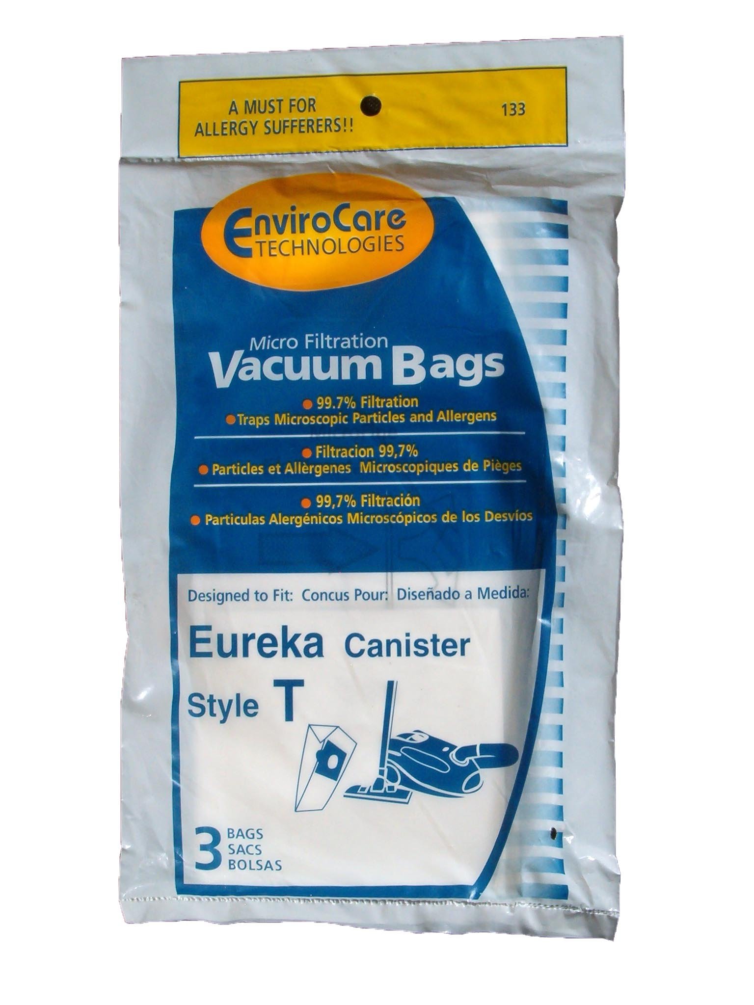 **EnviroCare Replacement Vacuum Dust Bags - 15 Pack Micro Filtration Bags Compatible with Eureka Style T Canister Vacuums | Ideal for Home Cleaning & Pet Hair Removal**