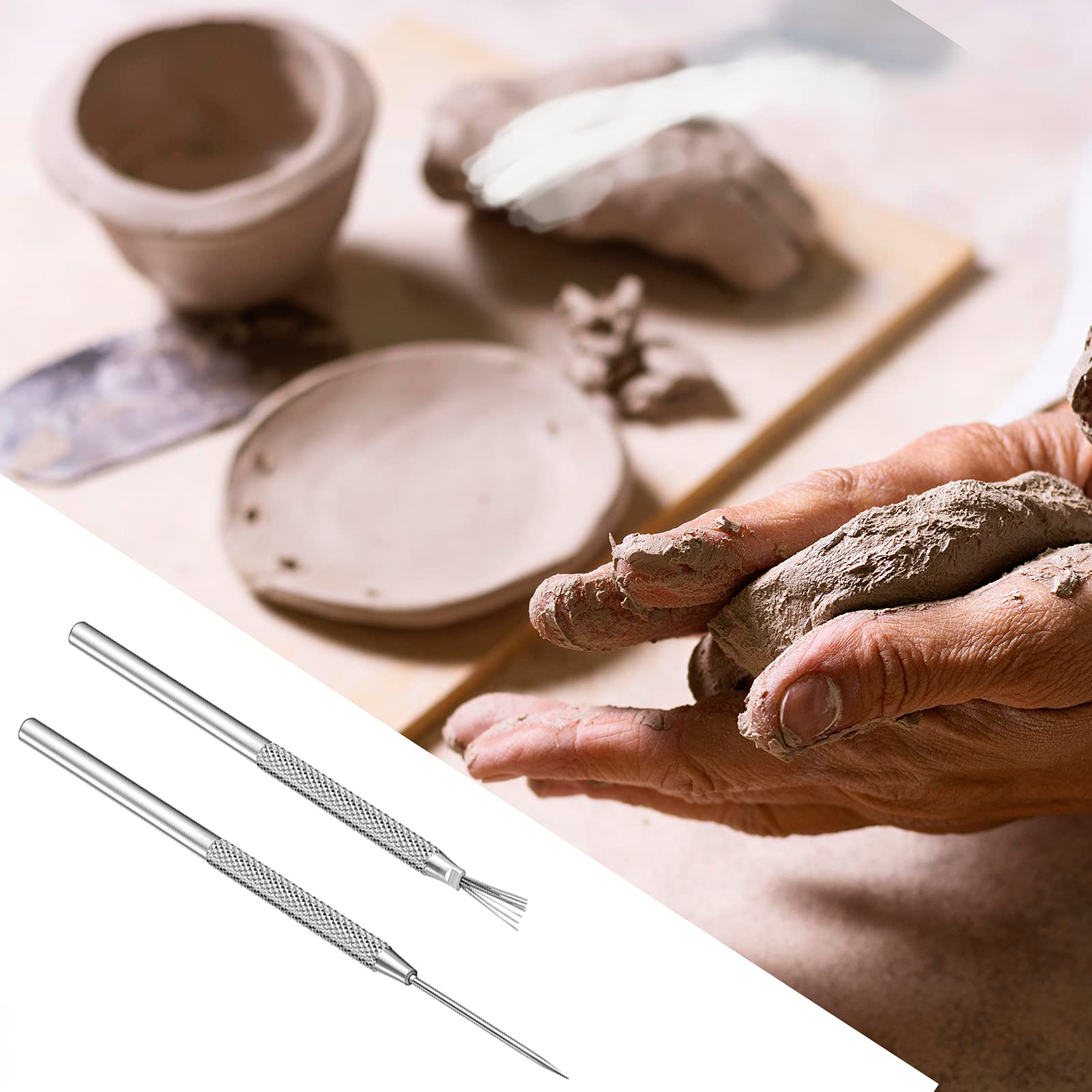 4-Pack Pottery Needle Tools for Sculpting & Carving - Ceramic Clay Modeling & Detailing - Perfect for DIY Pottery & Craft Projects