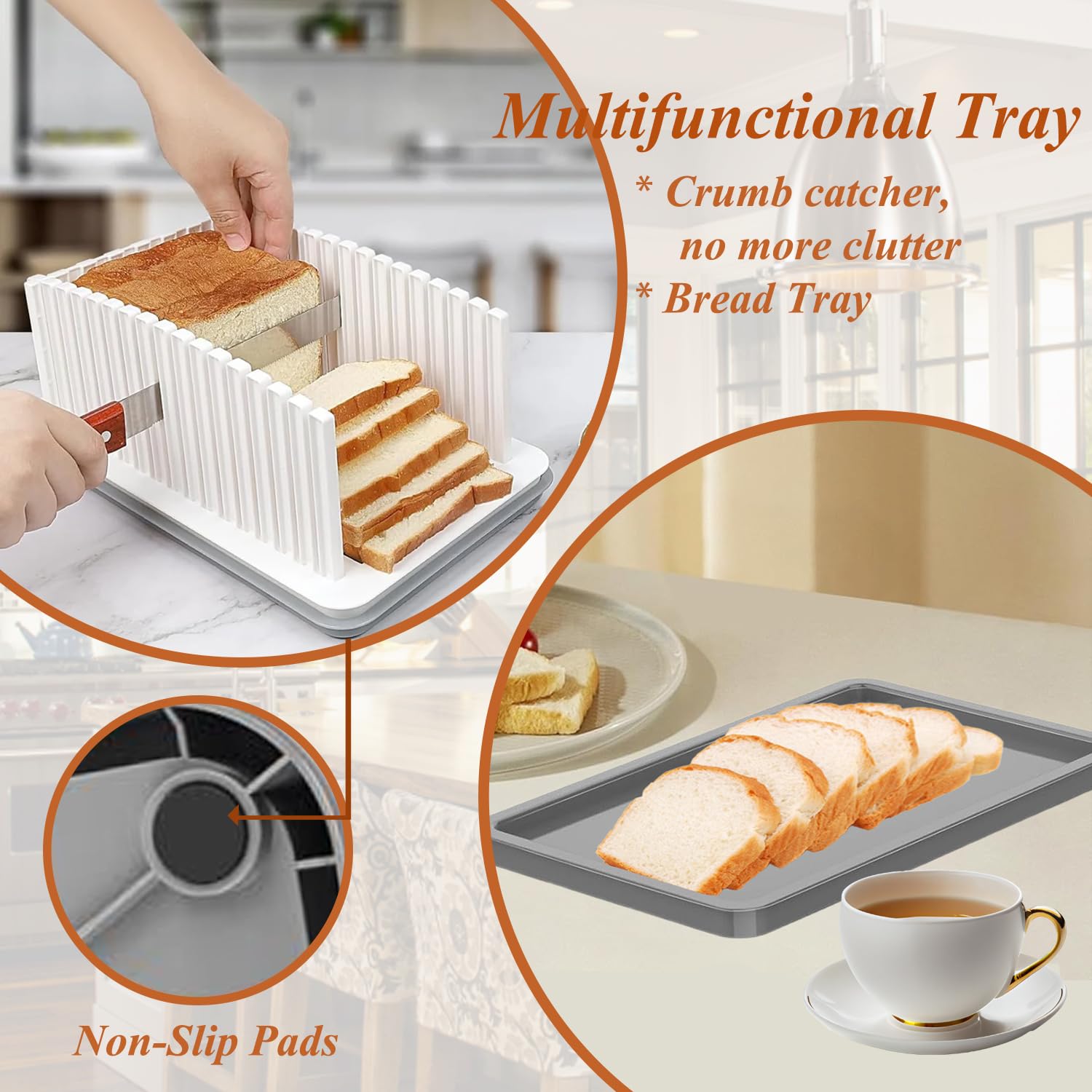 Premium Bread Slicer - Adjustable Width & Foldable Cutting Guide for Perfect Homemade Bread Slices | Durable Kitchen Tool for Baking, Sandwiches & Toast | Ideal for Home Bakers & Bread Lovers