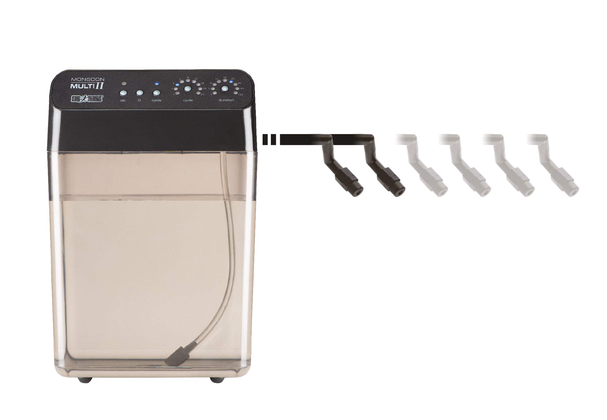 Exo Terra Monsoon Multi II Reptile Terrarium Misting System - Programmable Automatic Mister with 4.5 BAR Pressure Pump, Flexible Nozzles & Leak-Proof Connectors - 8L (2 Gallon) Water Reservoir - Ideal for Reptiles, Amphibians & Tropical Plants in Terrariums & Vivariums