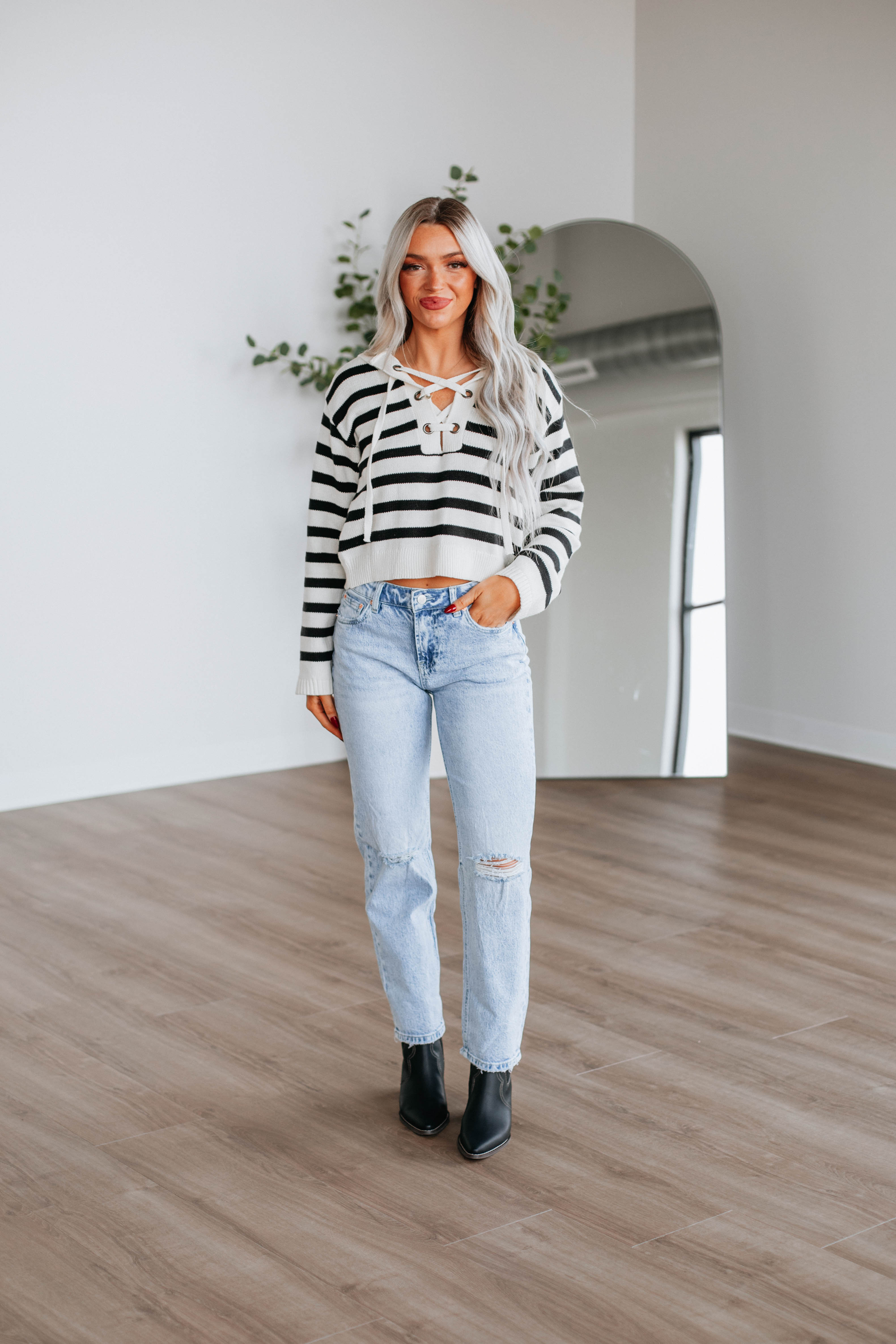 Carliece Striped Sweater for Women - Soft Knit Long Sleeve Pullover - Casual Fall Winter Fashion Top - Perfect for Office, Date Night & Holiday Outfits