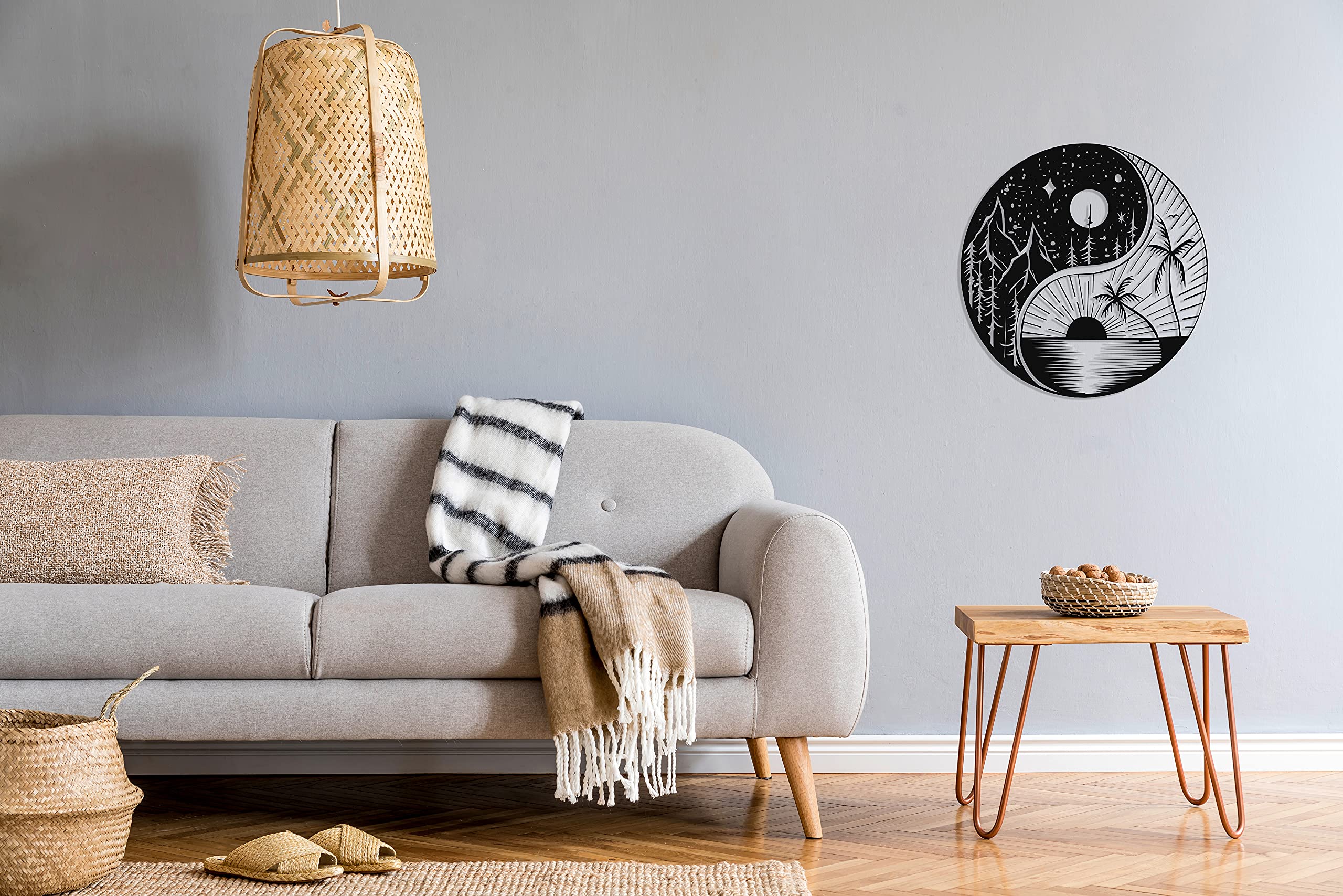 Yin Yang Sun and Moon Metal Wall Art - 14 Inch Black Abstract Wall Decor for Home, Office, Living Room, Kitchen, Bathroom & Outdoor Spaces | Farmhouse & Modern Wall Hangings | Perfect for Meditation Rooms, Yoga Studios & Zen Decor