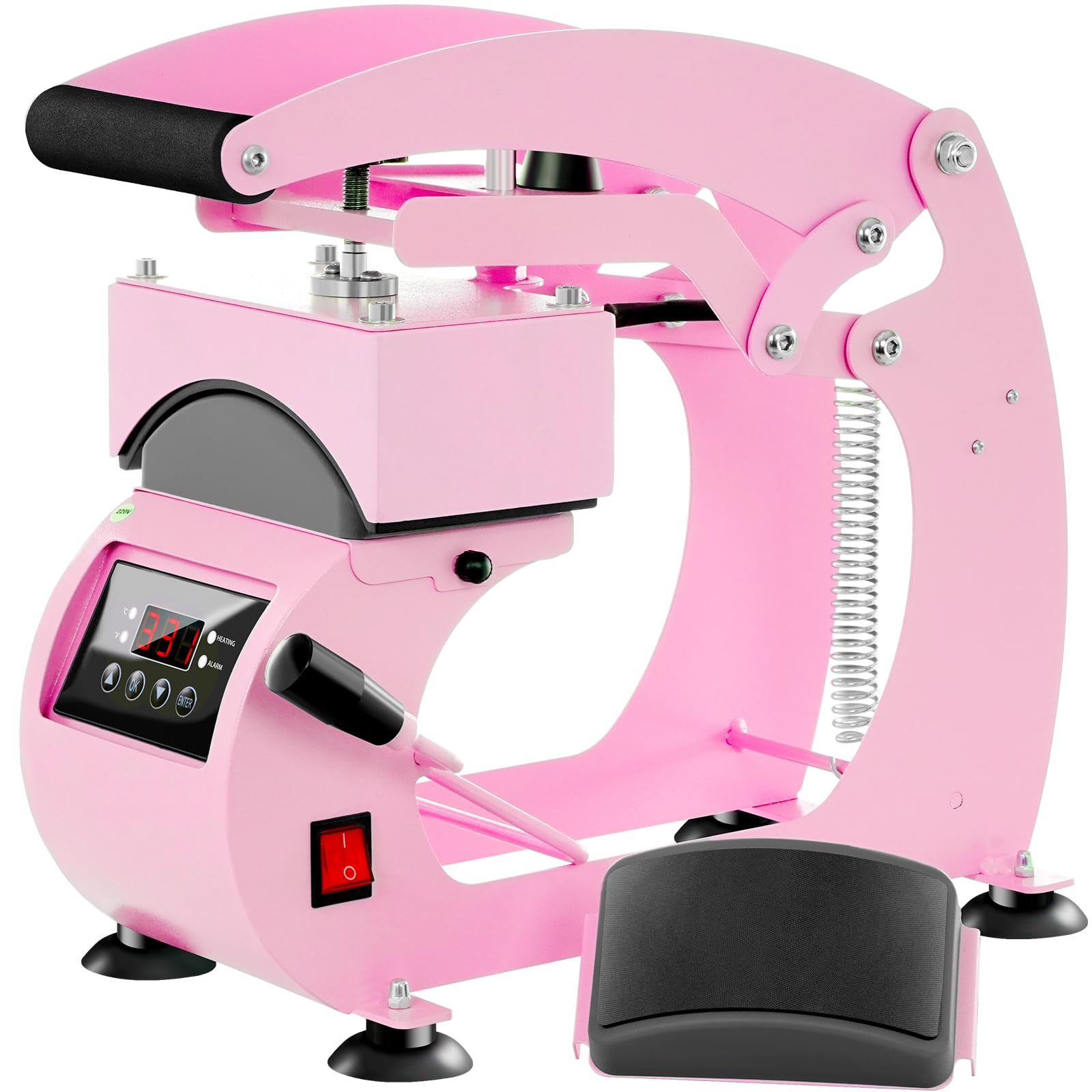 Professional Hat Press Machine with LCD Control - 2 Interchangeable Platens & Caps Stretcher for Vinyl, Sublimation & Heat Transfer (Pink) - Perfect for Custom Hat Printing, DIY Crafts & Small Business Use