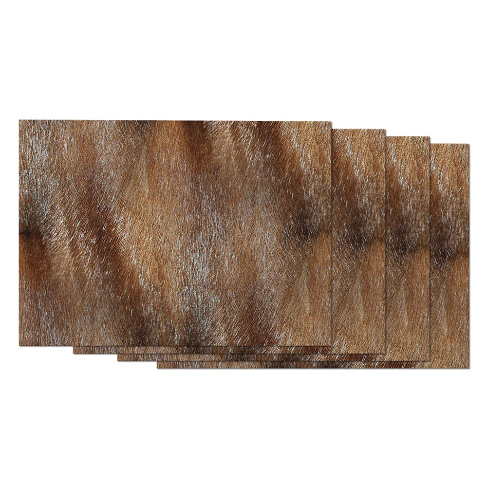Premium Rabbit Fur Placemats Set of 4 - Non-Slip Cotton Linen Washable Table Mats for Dining & Kitchen - Heat Resistant Brown Faux Fur Coasters - Elegant Table Setting for Dinner Parties, Holiday Decor & Home Styling