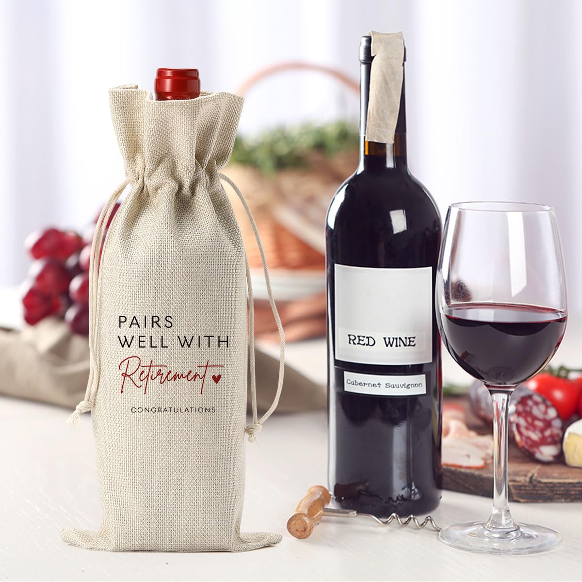 XFW 1Pcs Elegant Retirement Wine Gift Bag - Perfect Retirement Gift for Women & Men, Coworkers Farewell Present, Boss Going Away Gift - Ideal for Retirement Parties, Office Celebrations & Special Occasions