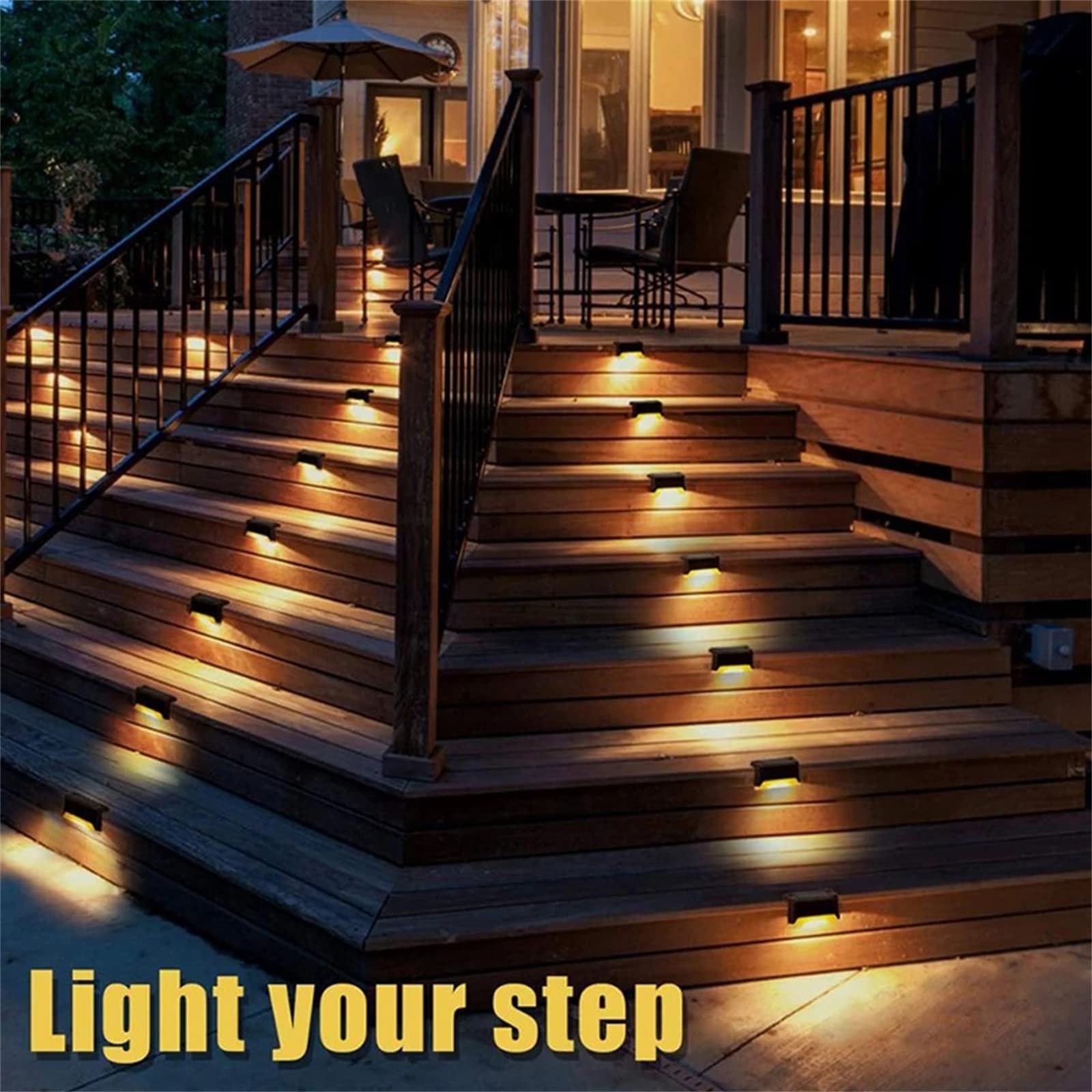12PCS Black LED Solar Pathway Lights - Waterproof Outdoor Solar Stair Lights for Garden, Deck, Fence & Landscape Lighting | Solar Powered Step Lights for Walkway, Patio & Yard Decoration
