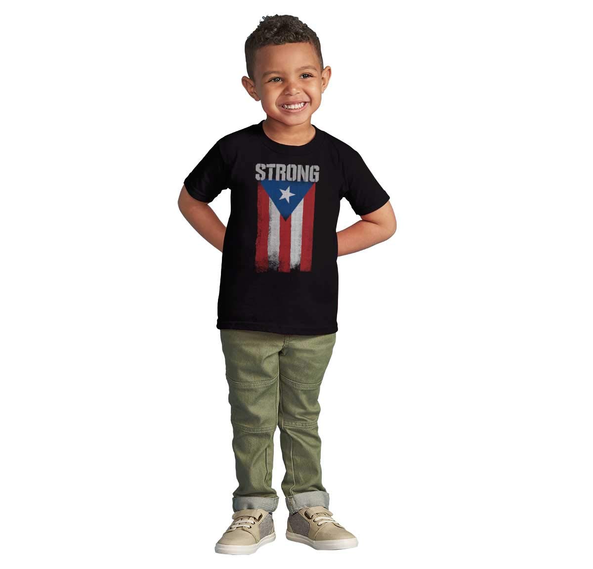 Brisco Brands Puerto Rican Pride Frayed PR Flag Toddler T-Shirt for Boys & Girls - Comfortable Patriotic Kids Tee for Festivals, Parades & Family Gatherings