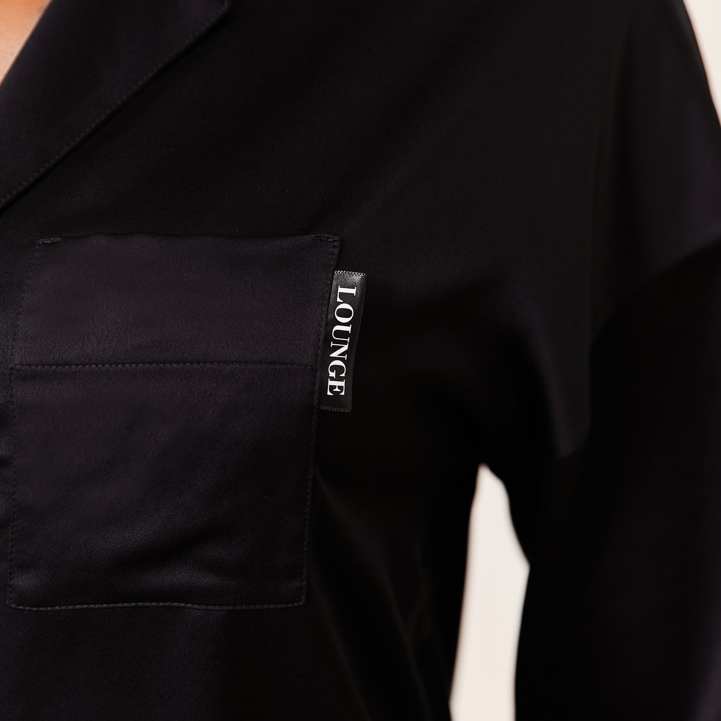 Classic Black Satin Pajama Shirt for Women - Comfortable Sleepwear & Lounge Wear for Nighttime Relaxation