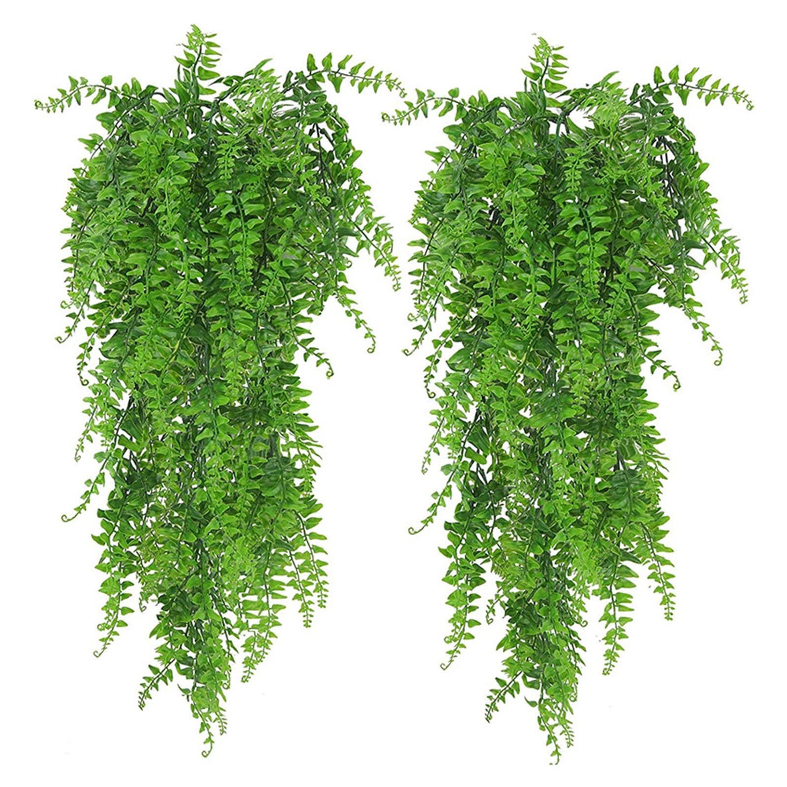 Artificial Fern Plants - Persian Rattan Plastic Greenery for Indoor & Outdoor Decor - Hanging Baskets, Wall Decor, Wedding Garland (2-Pack Rose Garland) - Perfect for Home, Office, Wedding & Party Decorations