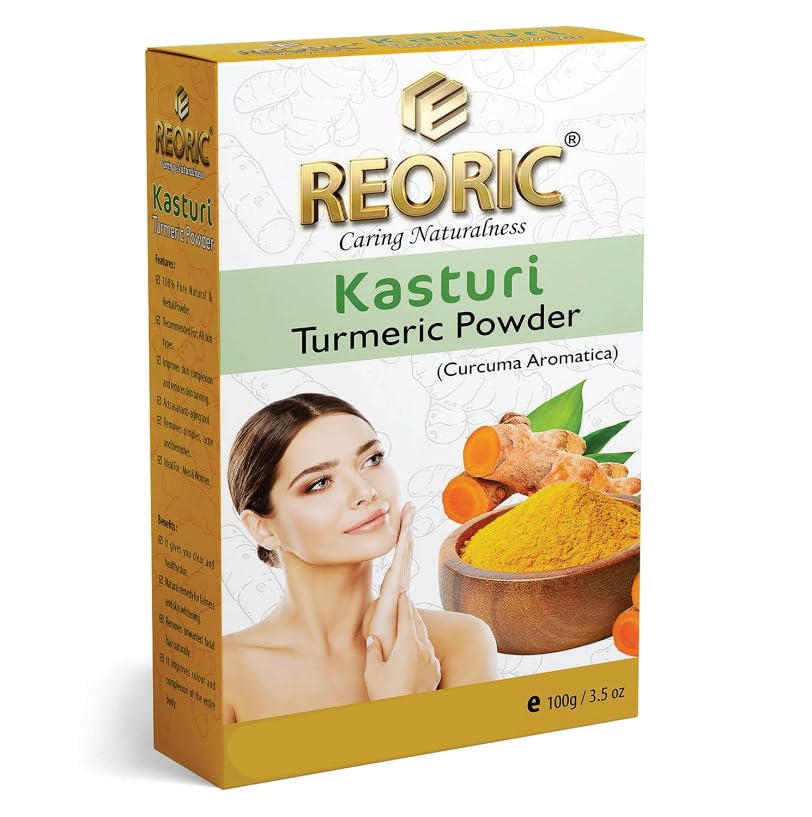 Organic Kasturi Turmeric Powder, Orange Peel Powder & Rose Powder - Curcuma Aromatica, Jangli Haldi, Kasthuri Manjal for Glowing Skin | Natural Face Mask Ingredients for Brightening, Acne Treatment & Anti-Aging | DIY Beauty Care Pack of 3