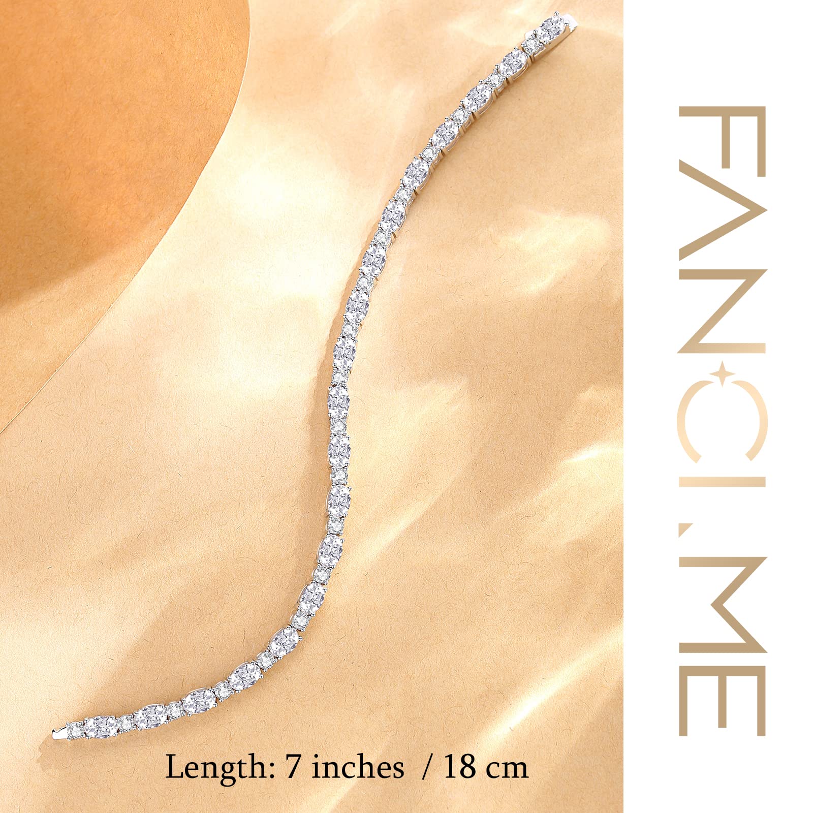 FANCIME Sterling Silver Birthstone Tennis Bracelet - Dainty Charm Bracelet for Women, Mom, Birthday Gift, 7