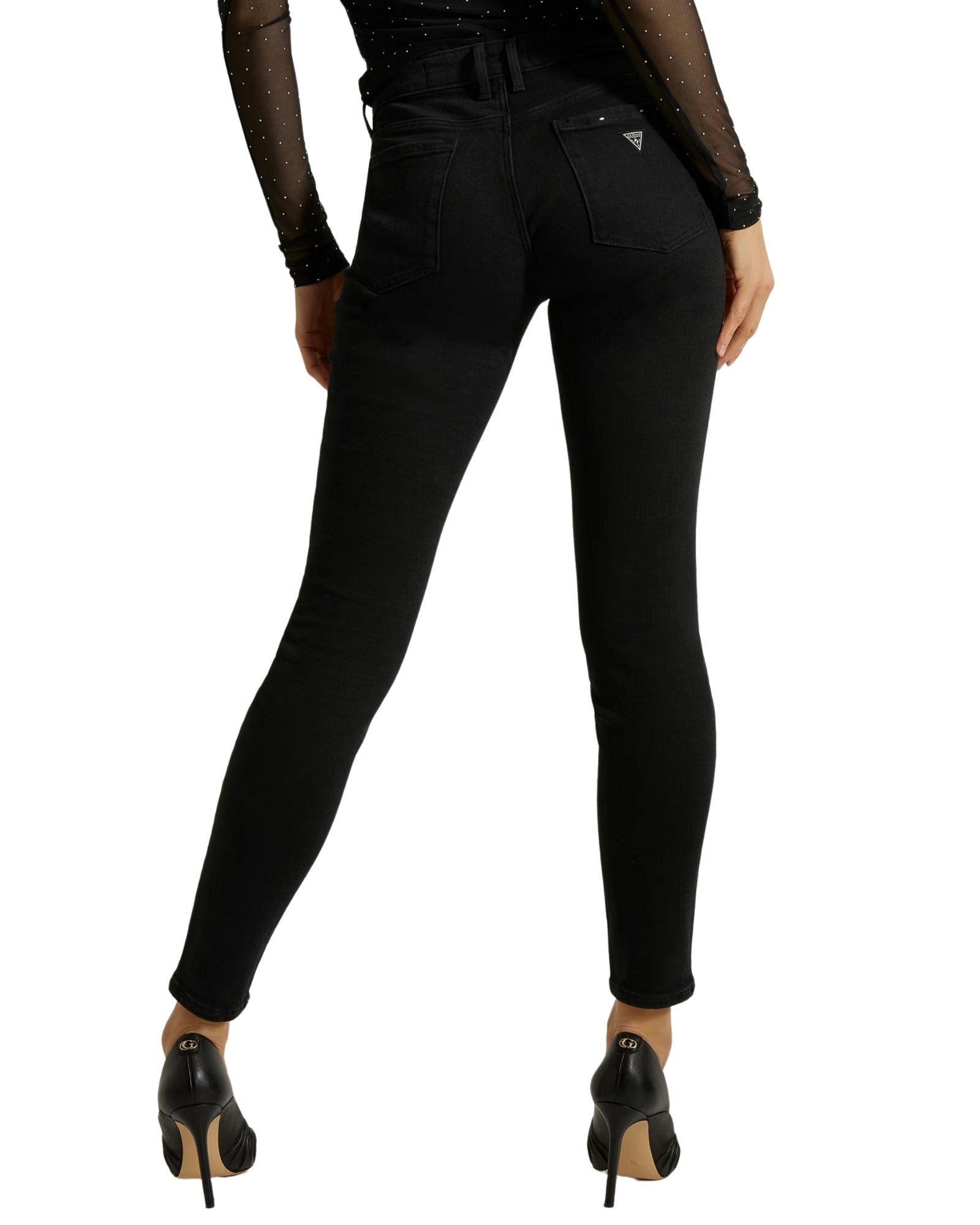 Annette Skinny Mid Rise Jeans for Women - Carrie Black Stretch Denim Pants | Perfect for Casual Wear, Office & Night Out
