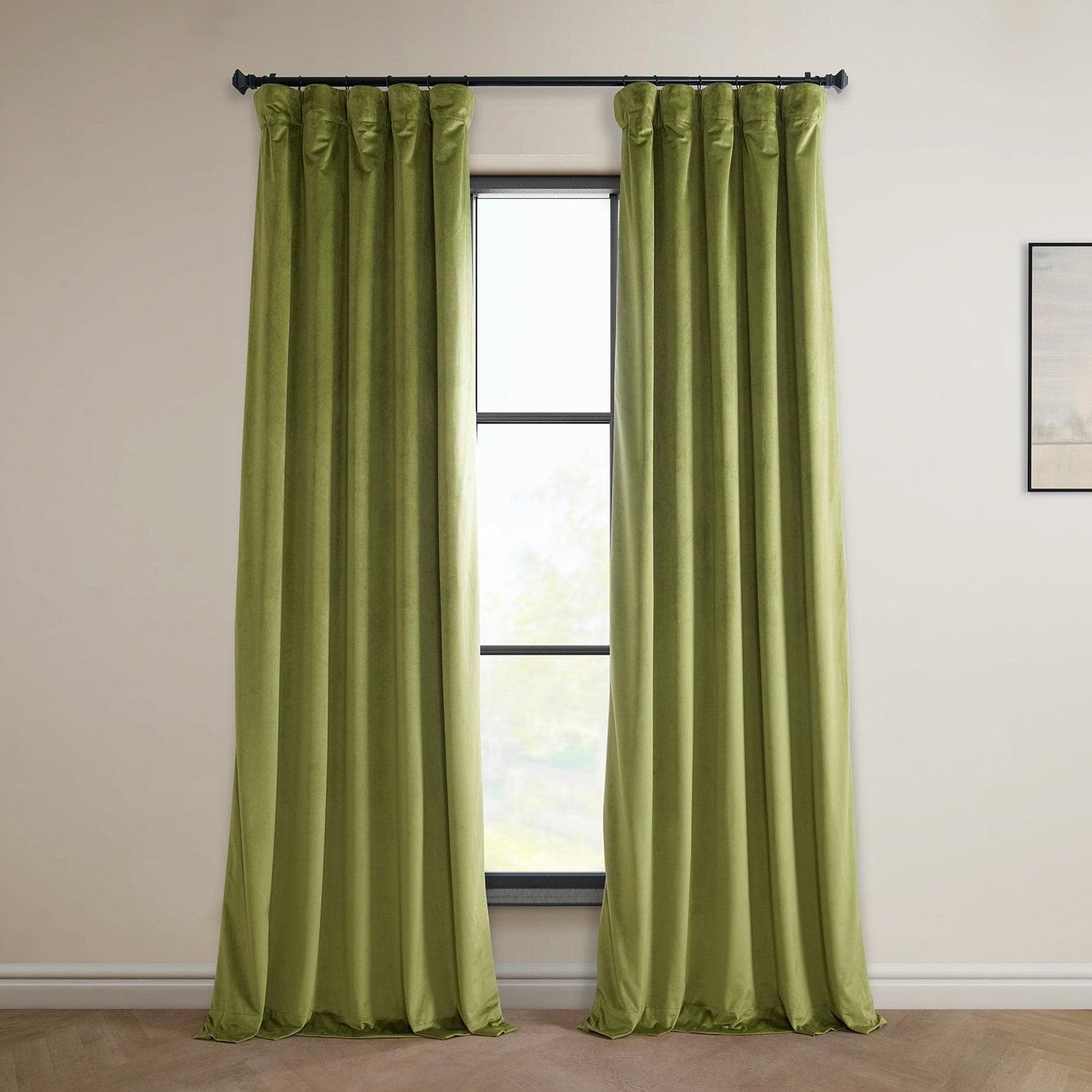 Vintage Green Plush Velvet Blackout Curtains for Bedroom & Living Room - Soundproof Thermal Insulated Drapes for Home Decor