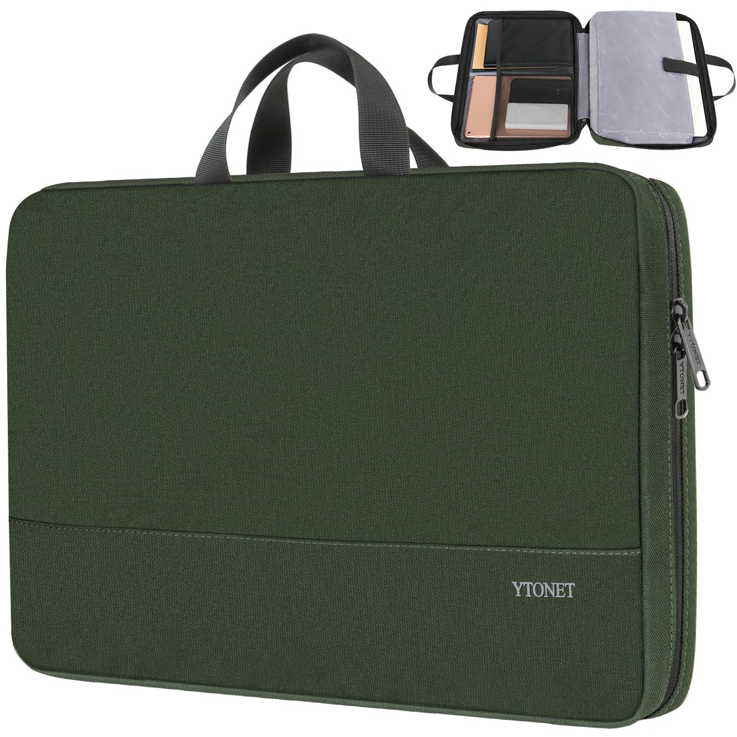 Ytonet 15.6 Inch Water Resistant Laptop Bag for Men - Durable Computer Case for Work, Travel & Office - Compatible with Lenovo, Dell, HP, Asus (Midnight Green) - Perfect for Business Professionals & Commuters