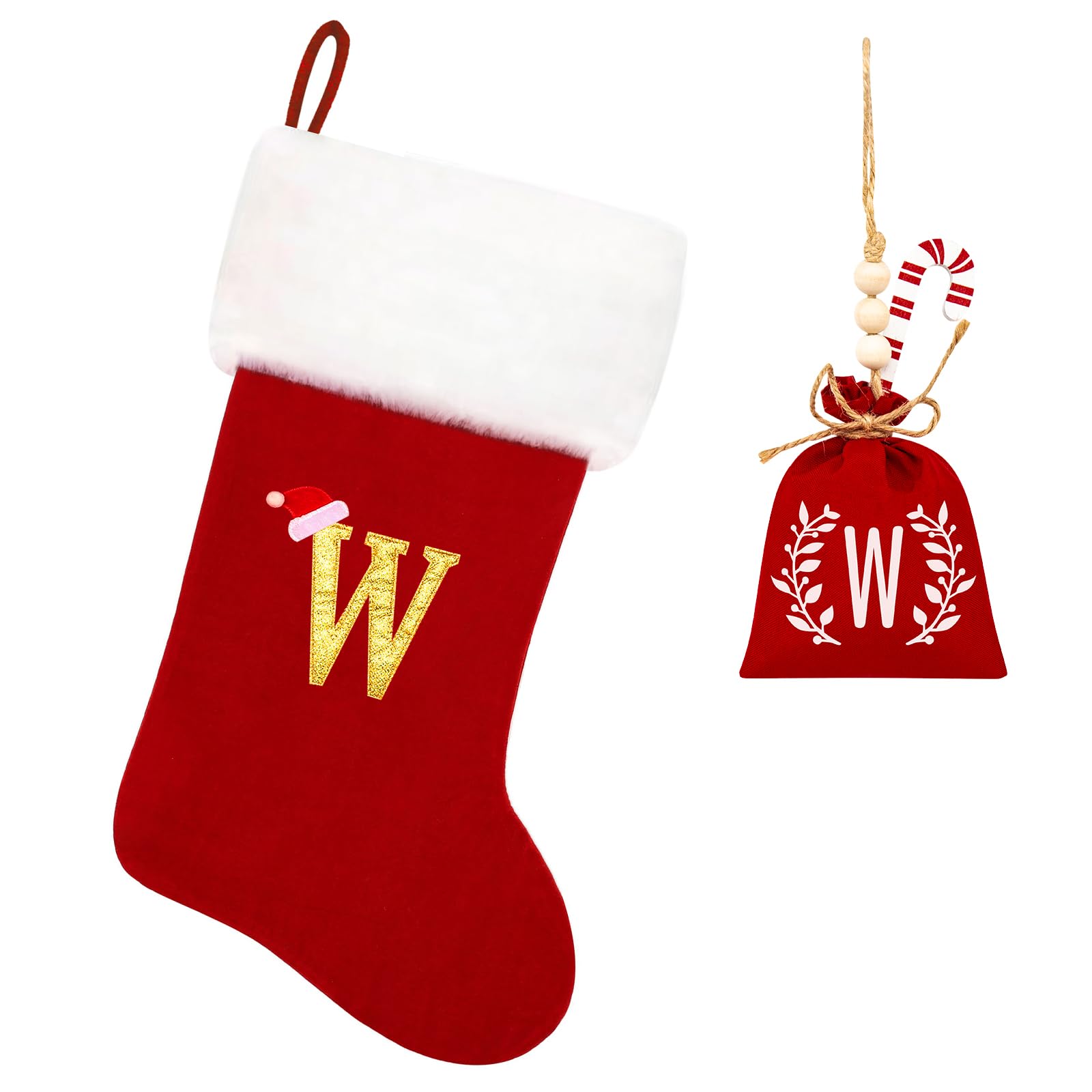 20 Inch Red Velvet Christmas Stockings with White Plush Cuff - Personalized Embroidered Monogram Holiday Stockings for Family, Fireplace & Tree Decor - Soft Xmas Decor for Gifts, Mantel & Festive Home Decor