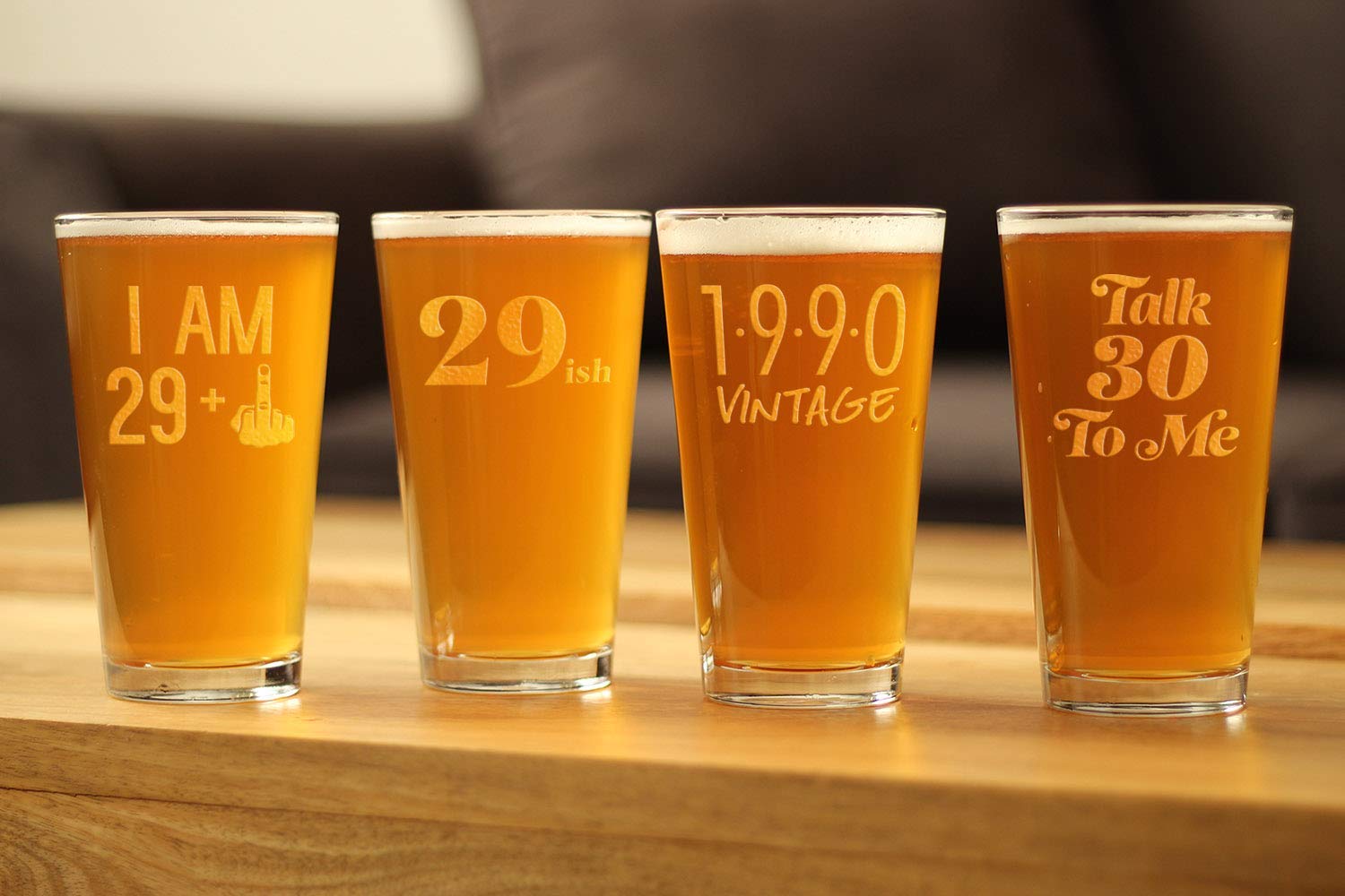 29 + 1 Middle Finger 16 oz Beer Pint Glass - Hilarious 30th Birthday Gift for Men & Women - Perfect for 30th Birthday Parties, Gag Gifts & Bar Decor