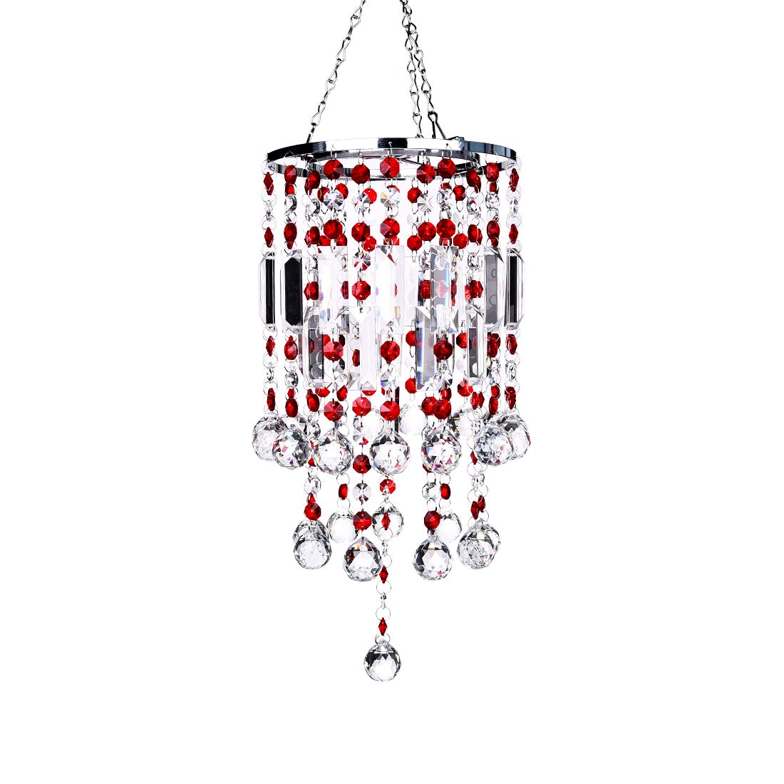 LONGSHENG Crystal Wind Chime with Red Prisms & Beads - Handmade Sun Catcher Pendant for Home Decor Since 2001 | Perfect Gift for Garden, Patio, or Window Decoration