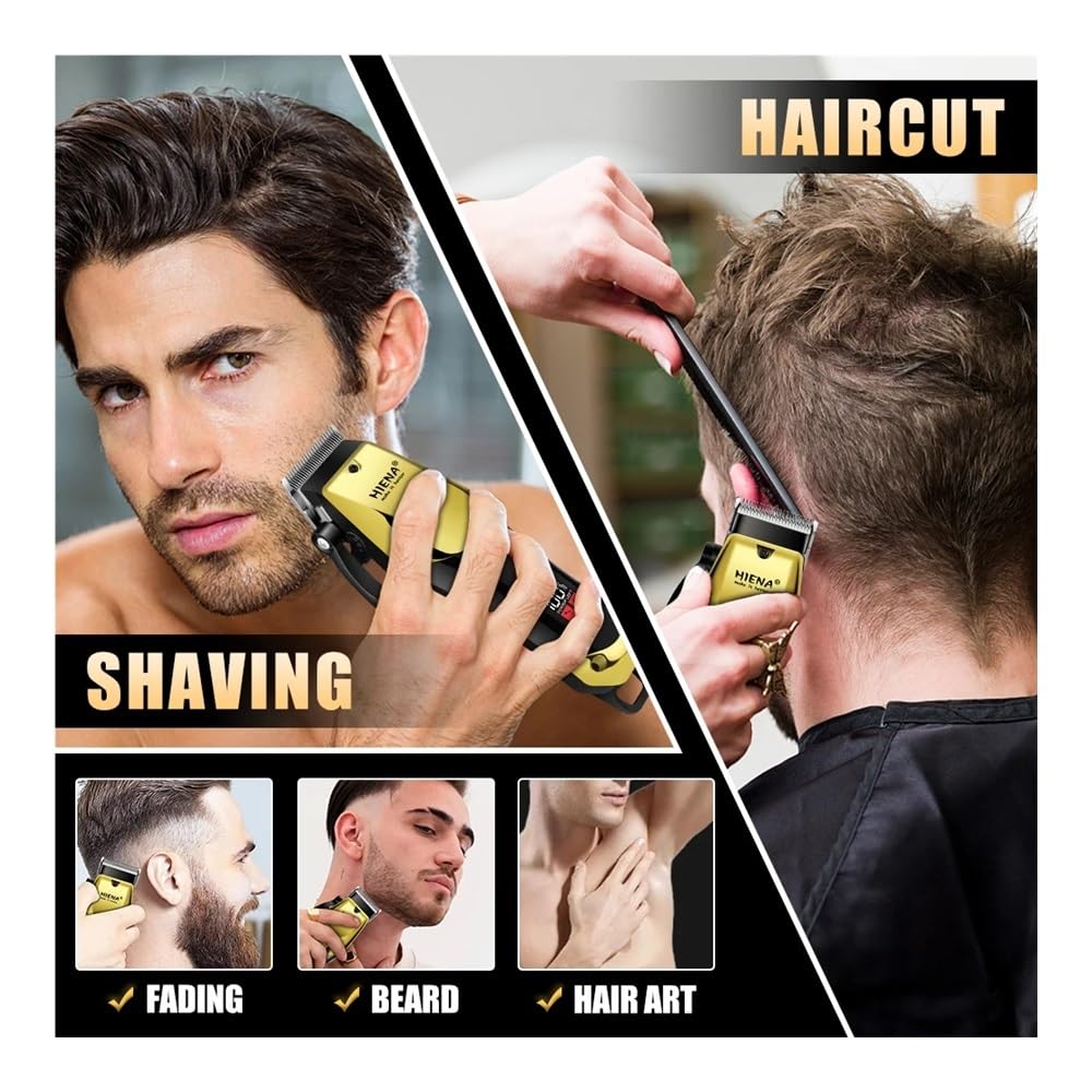 Premium Electric Hair Clipper - USB Rechargeable Cordless Hair Trimmer for Men & Women, Professional Hair Cutting Machine with Adjustable Blades, Portable & Easy to Use - Perfect for Home Haircuts, Travel & Gifts (Black Gold)