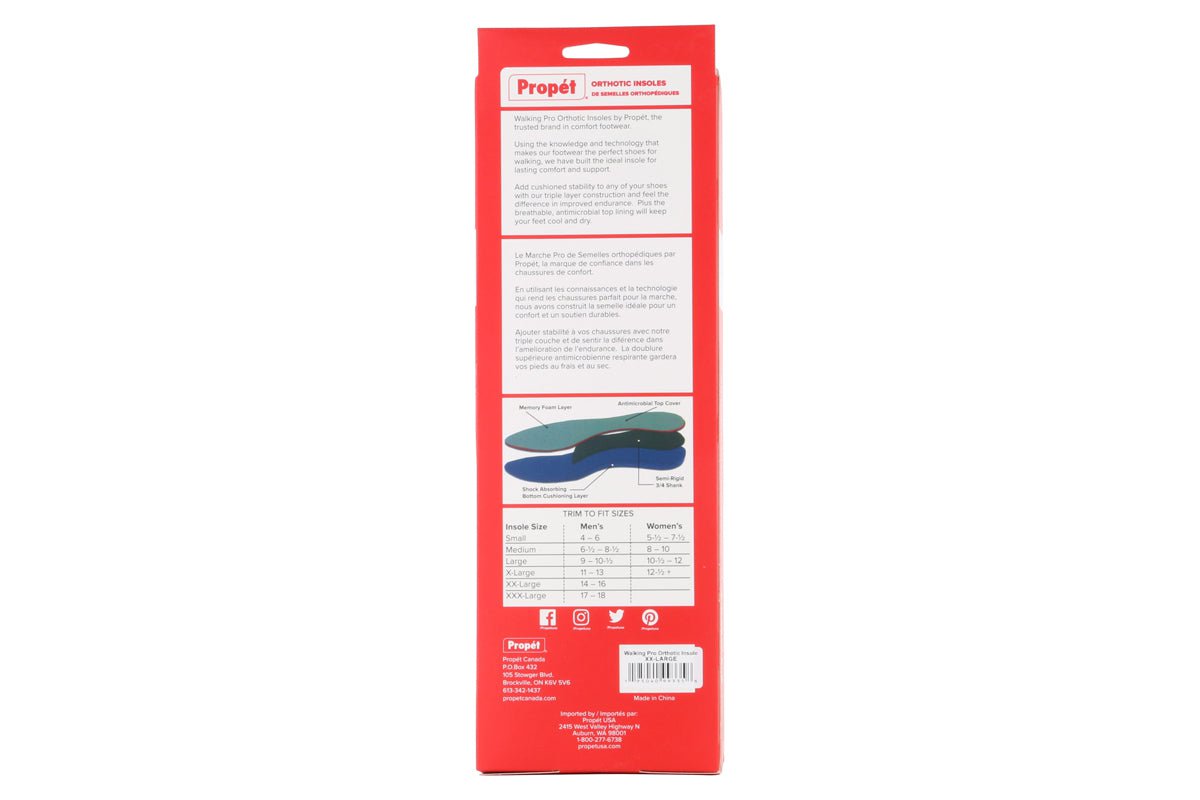 Propet Walking Pro Insoles - Comfortable & Supportive Shoe Inserts for Men & Women - Perfect for Running, Hiking & Everyday Use